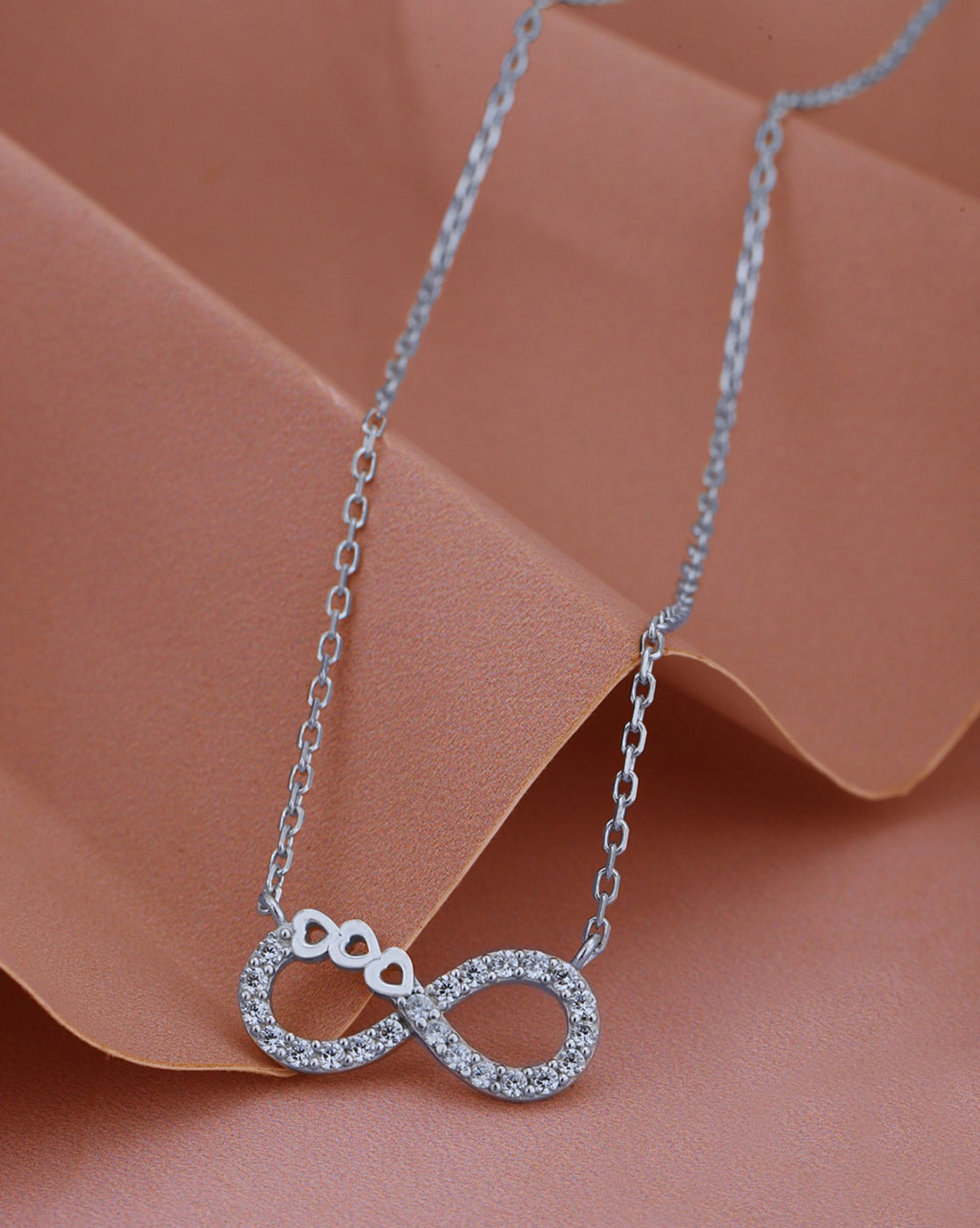 Rhodium Plated CZ with Infinity Necklace for women