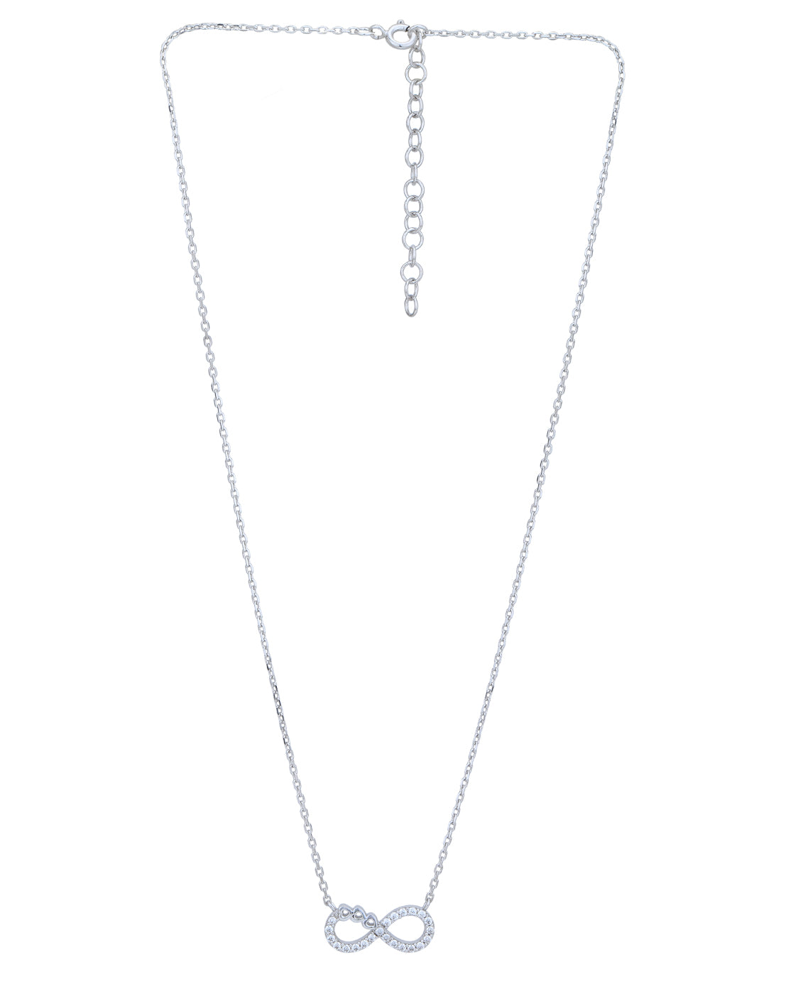Rhodium Plated CZ with Infinity Necklace for women