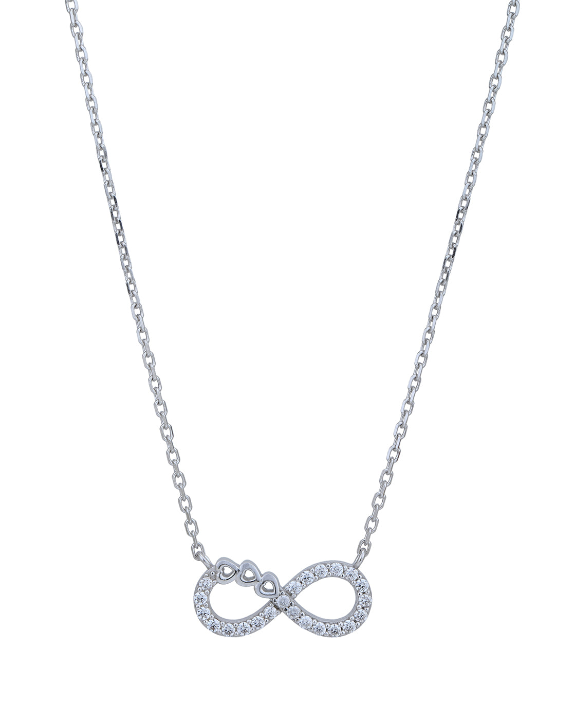 Rhodium Plated CZ with Infinity Necklace for women