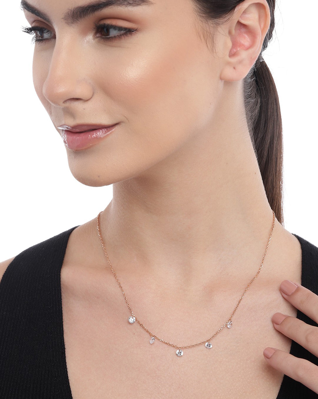 18kt Rose Gold Plated with CZ Necklace for women