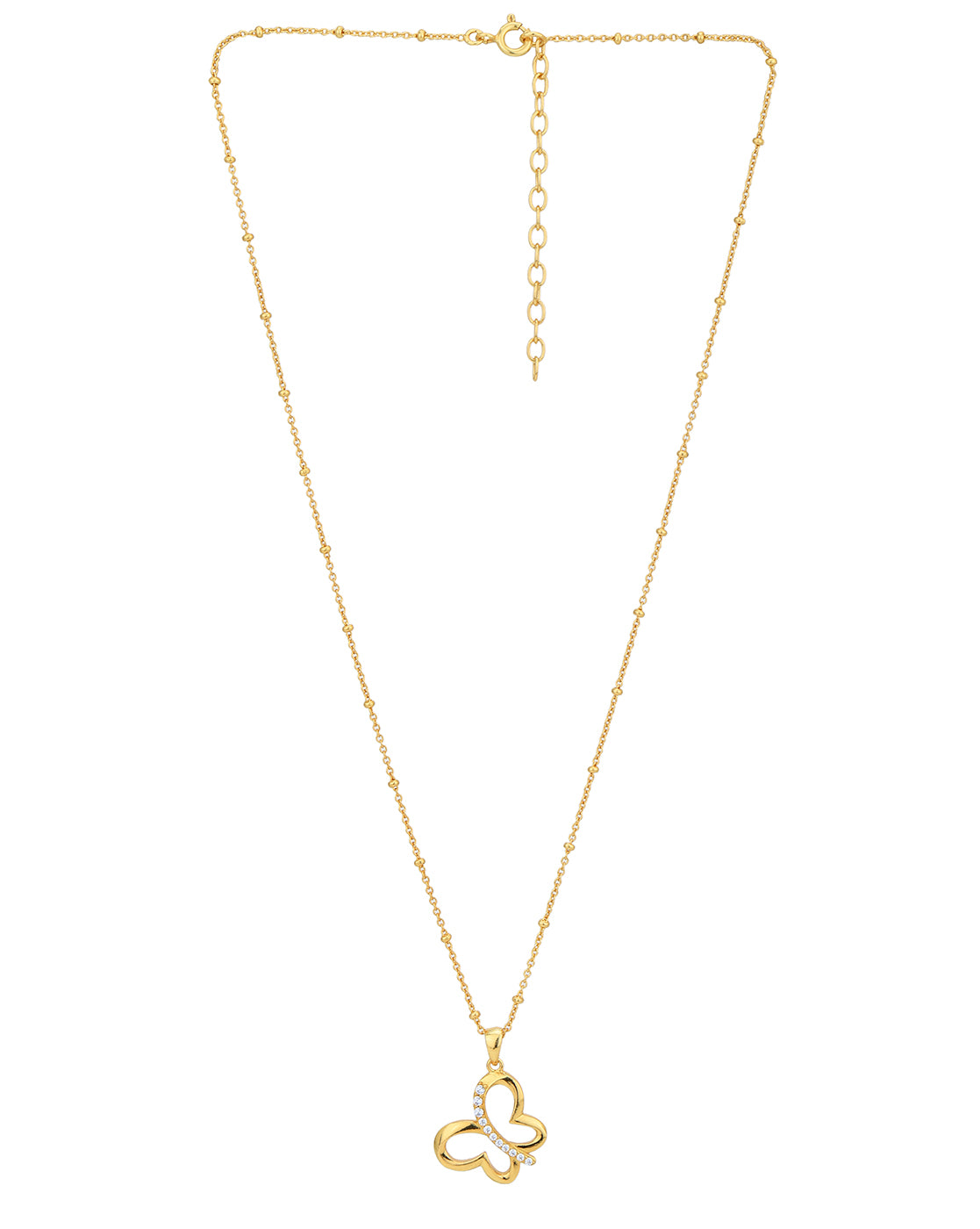 18kt Gold Plated with CZ Floral Pendant with Chain for women