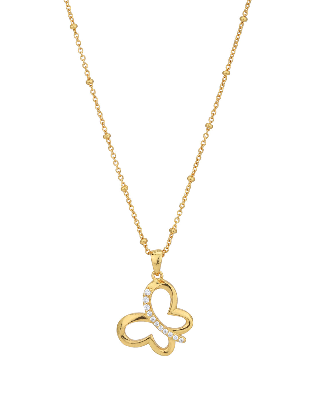 18kt Gold Plated with CZ Floral Pendant with Chain for women