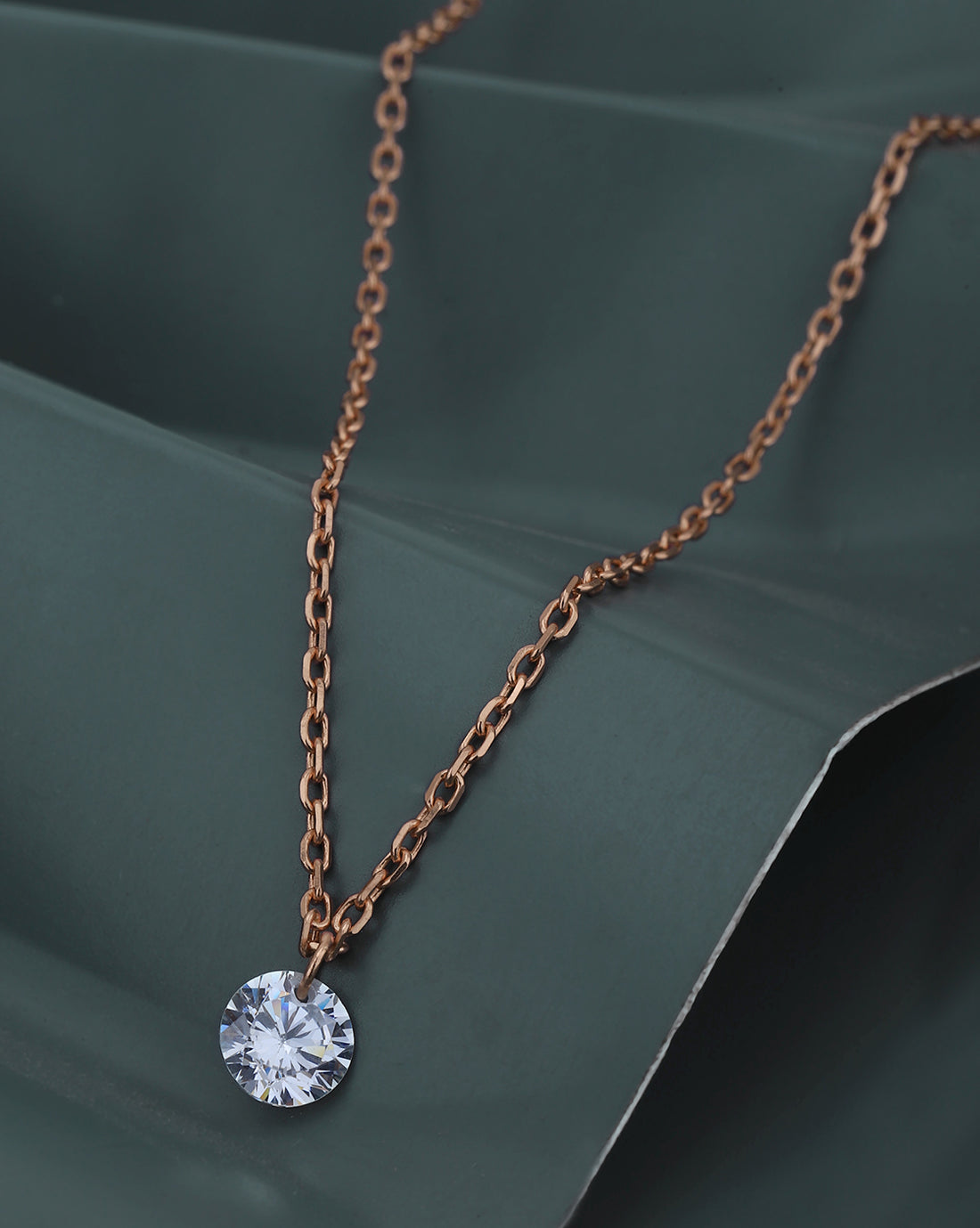 18kt Rose Gold Plated with CZ Pendant with Chain for women