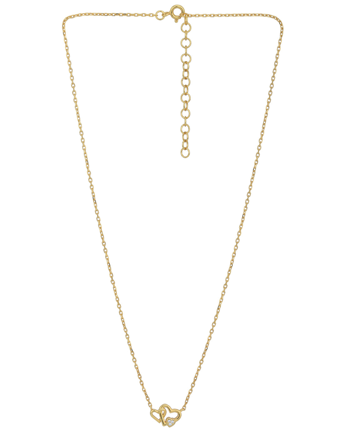 18kt Gold Plated with Double Heart CZ Necklace