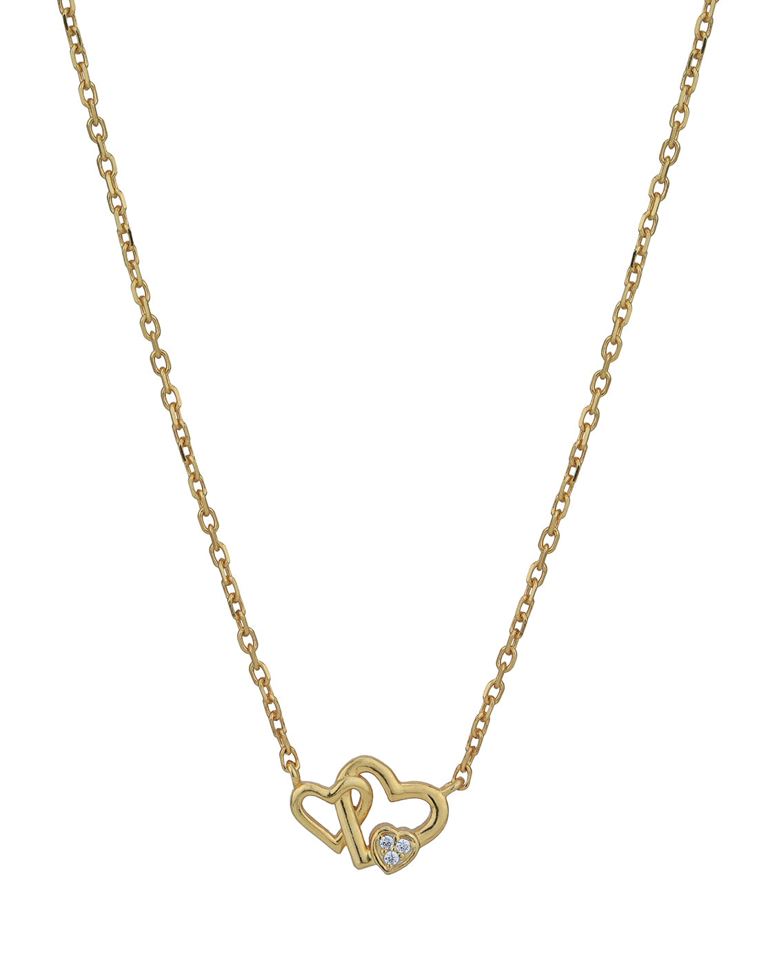 18kt Gold Plated with Double Heart CZ Necklace