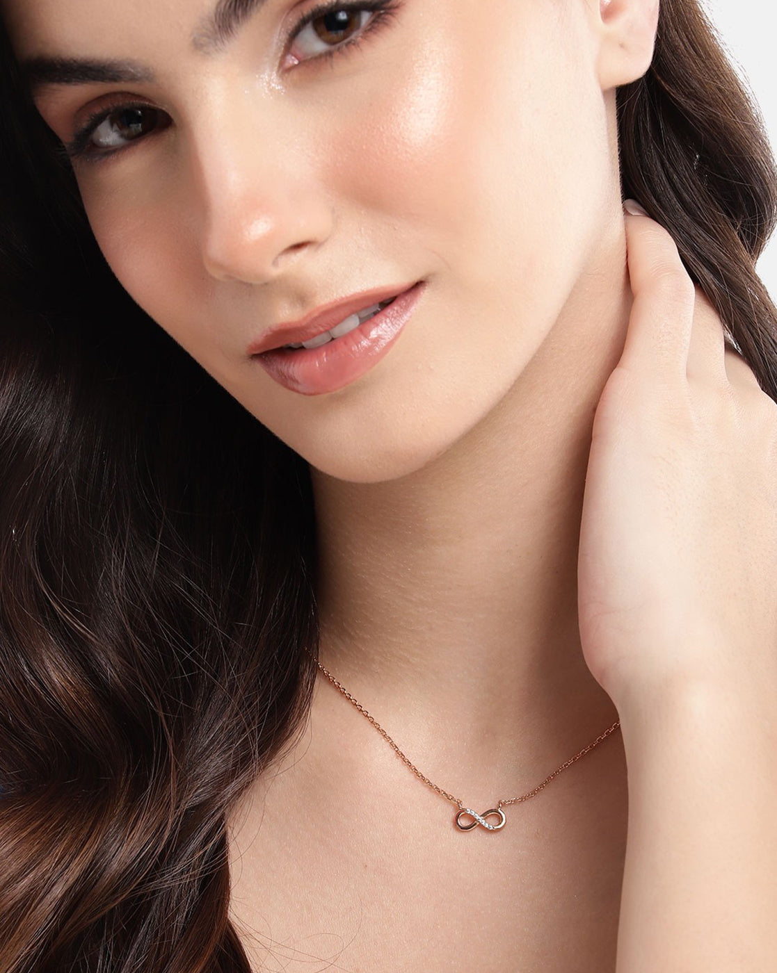 18kt Rose Gold Plated with CZ Infinity Necklacel