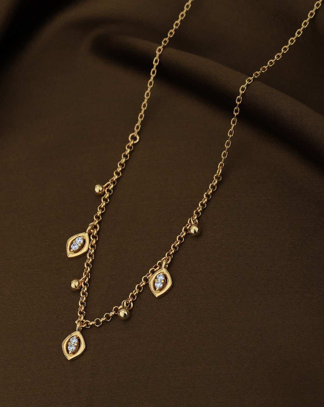 18kt Gold Plated with CZ Drop Necklace