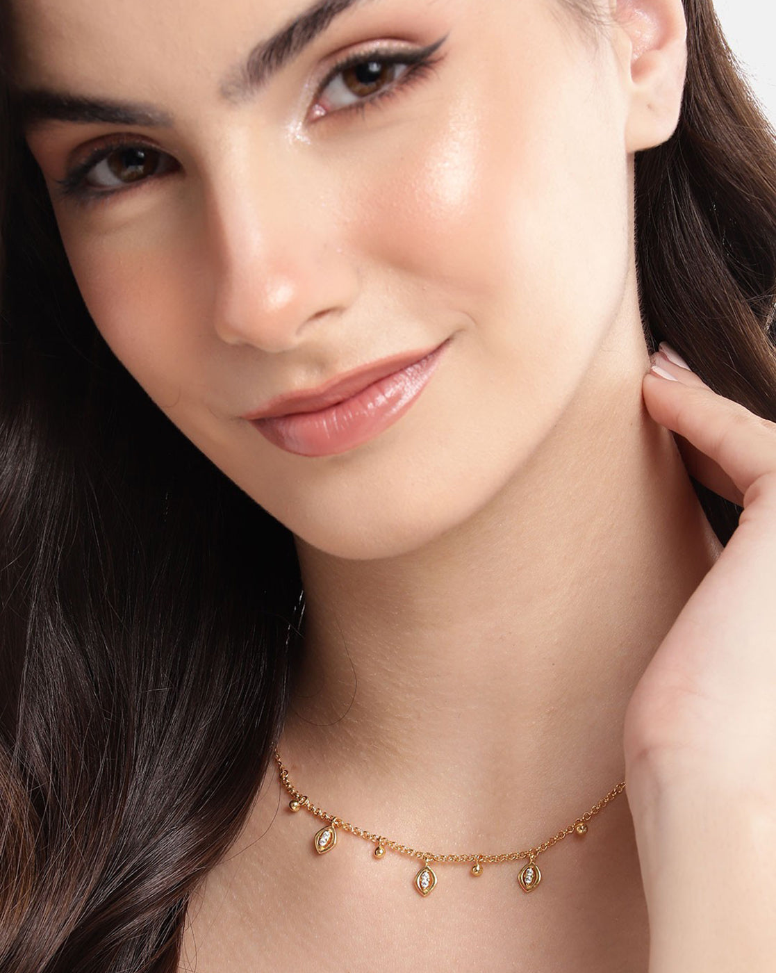 18kt Gold Plated with CZ Drop Necklace