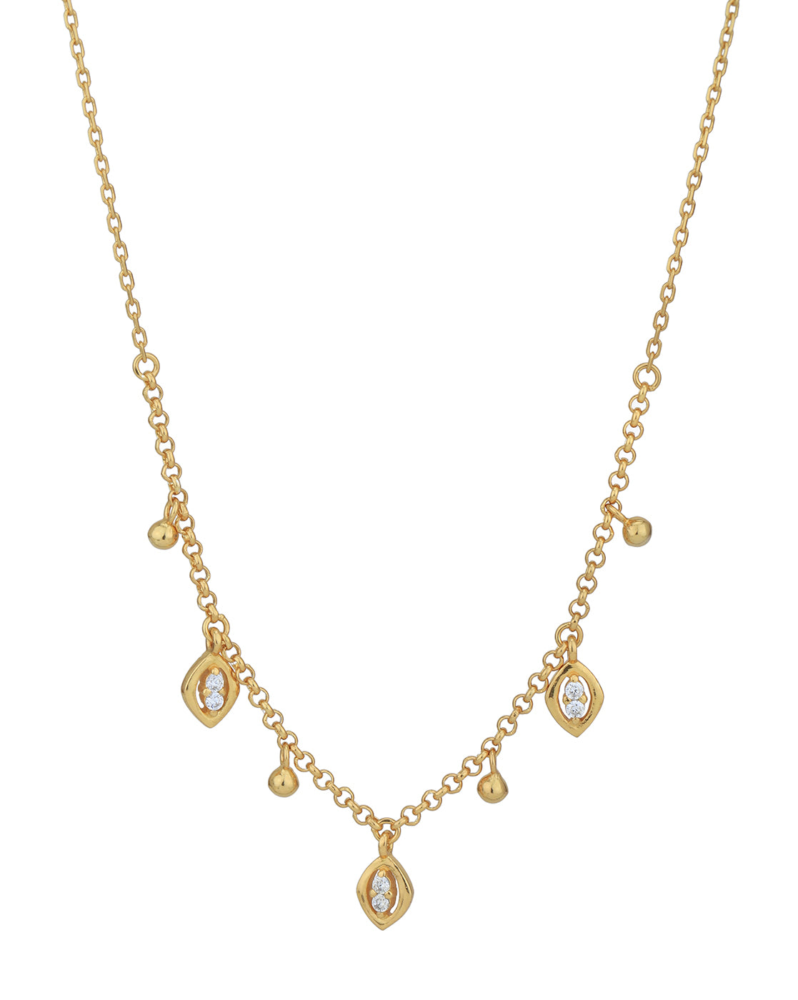 18kt Gold Plated with CZ Drop Necklace