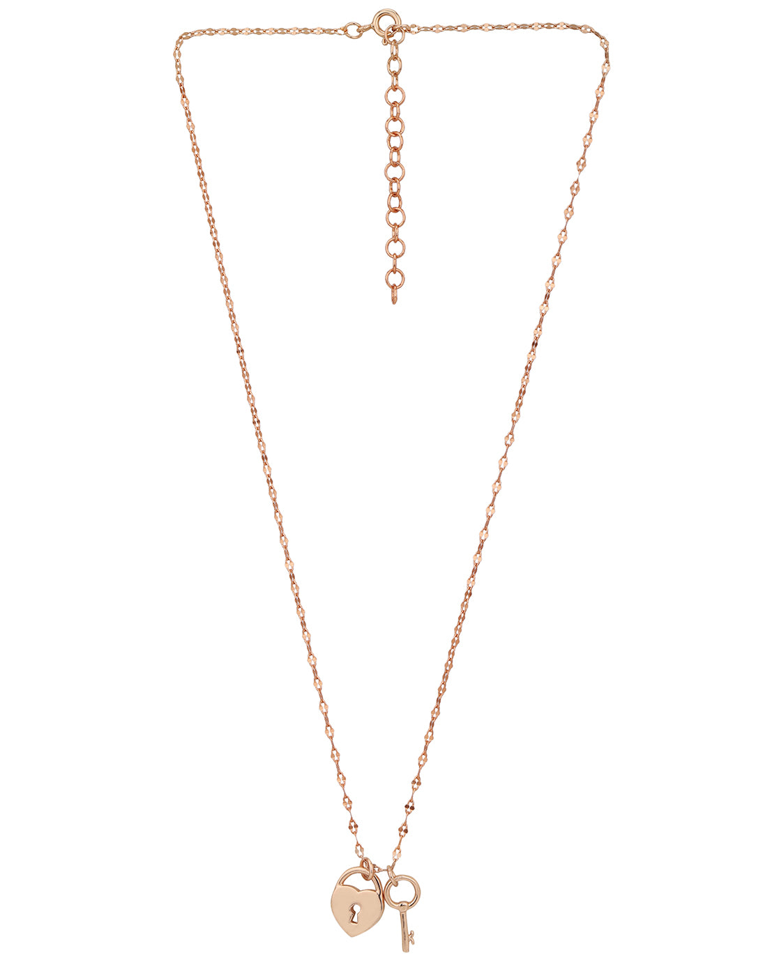 18kt Rose Gold Plated Lock and Key Pendant with Chain