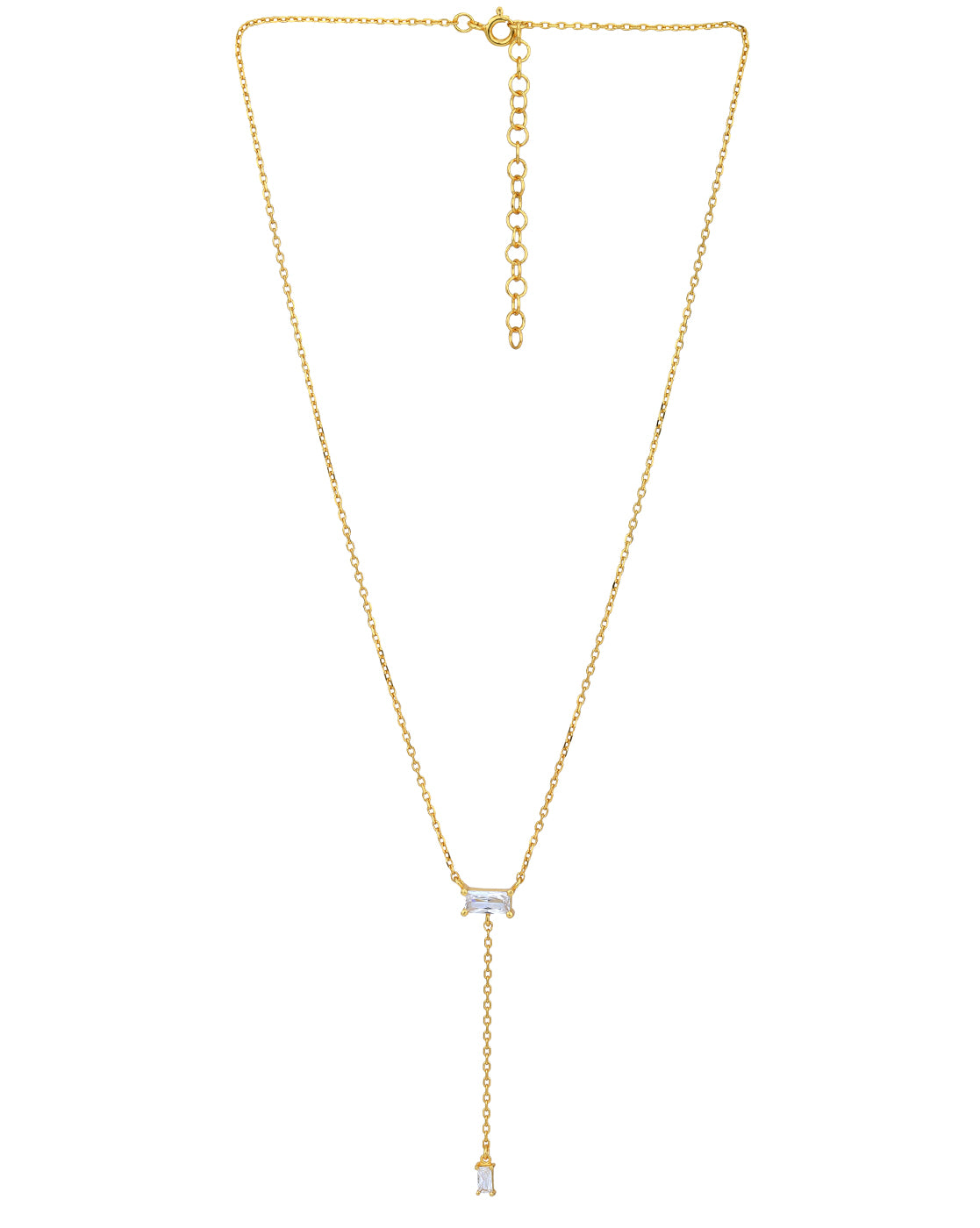18kt Gold Plated with CZ Lariat Necklace
