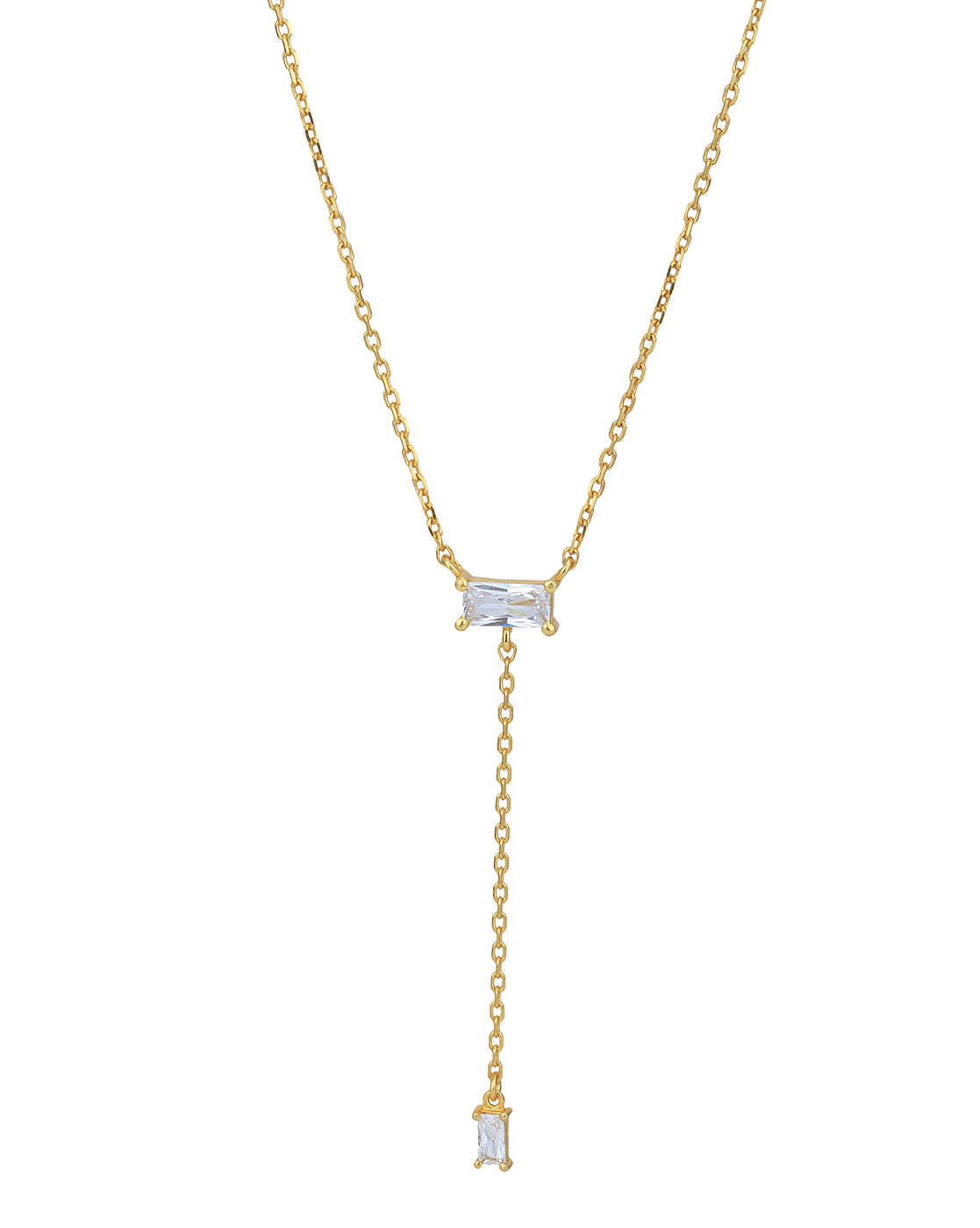 18kt Gold Plated with CZ Lariat Necklace