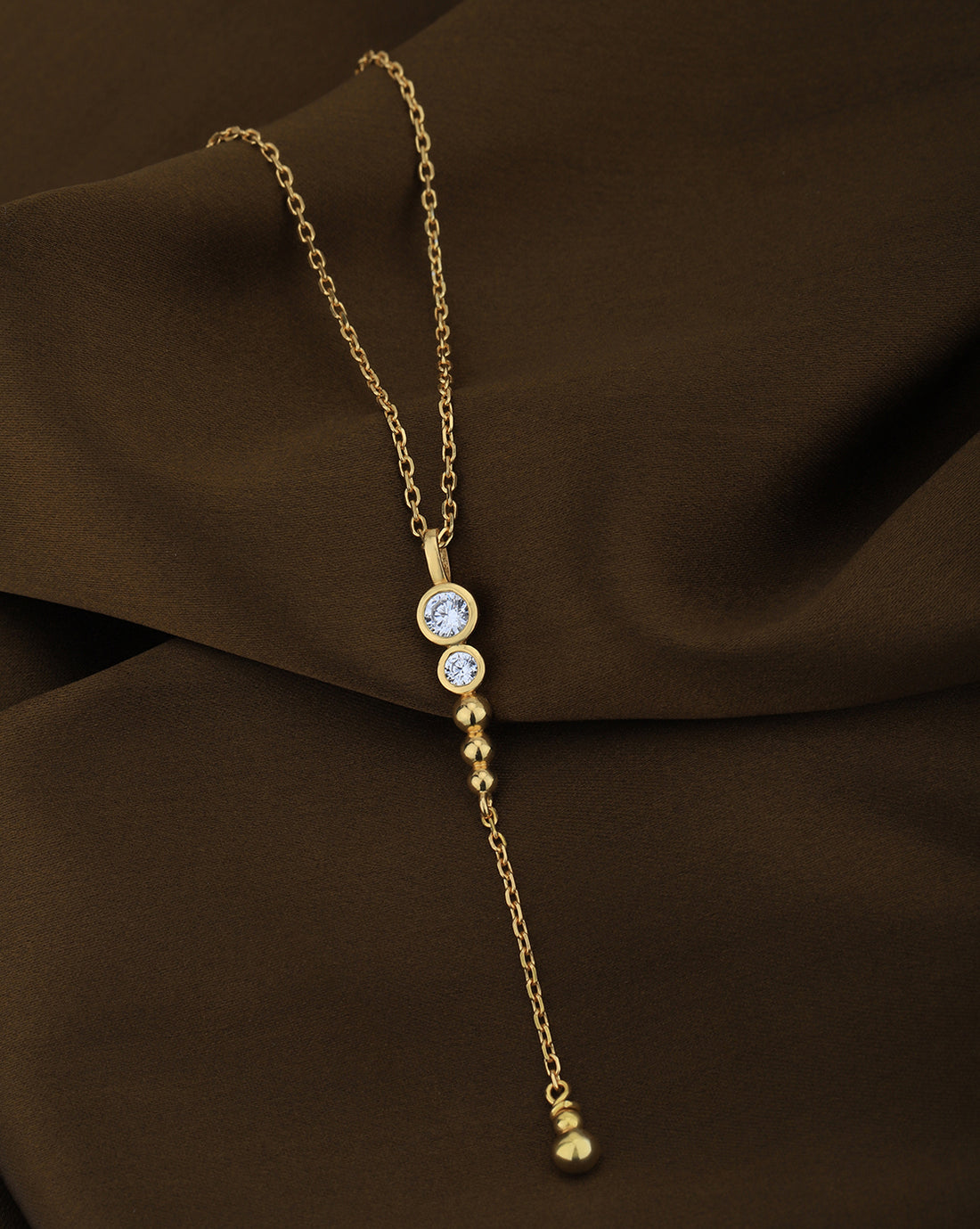18kt Gold Plated with CZ Lariat Pendant with Chain
