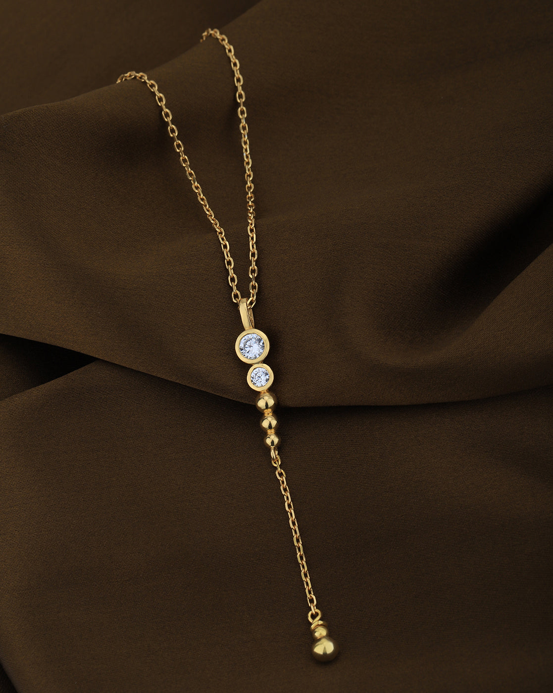 18kt Gold Plated with CZ Lariat Pendant with Chain