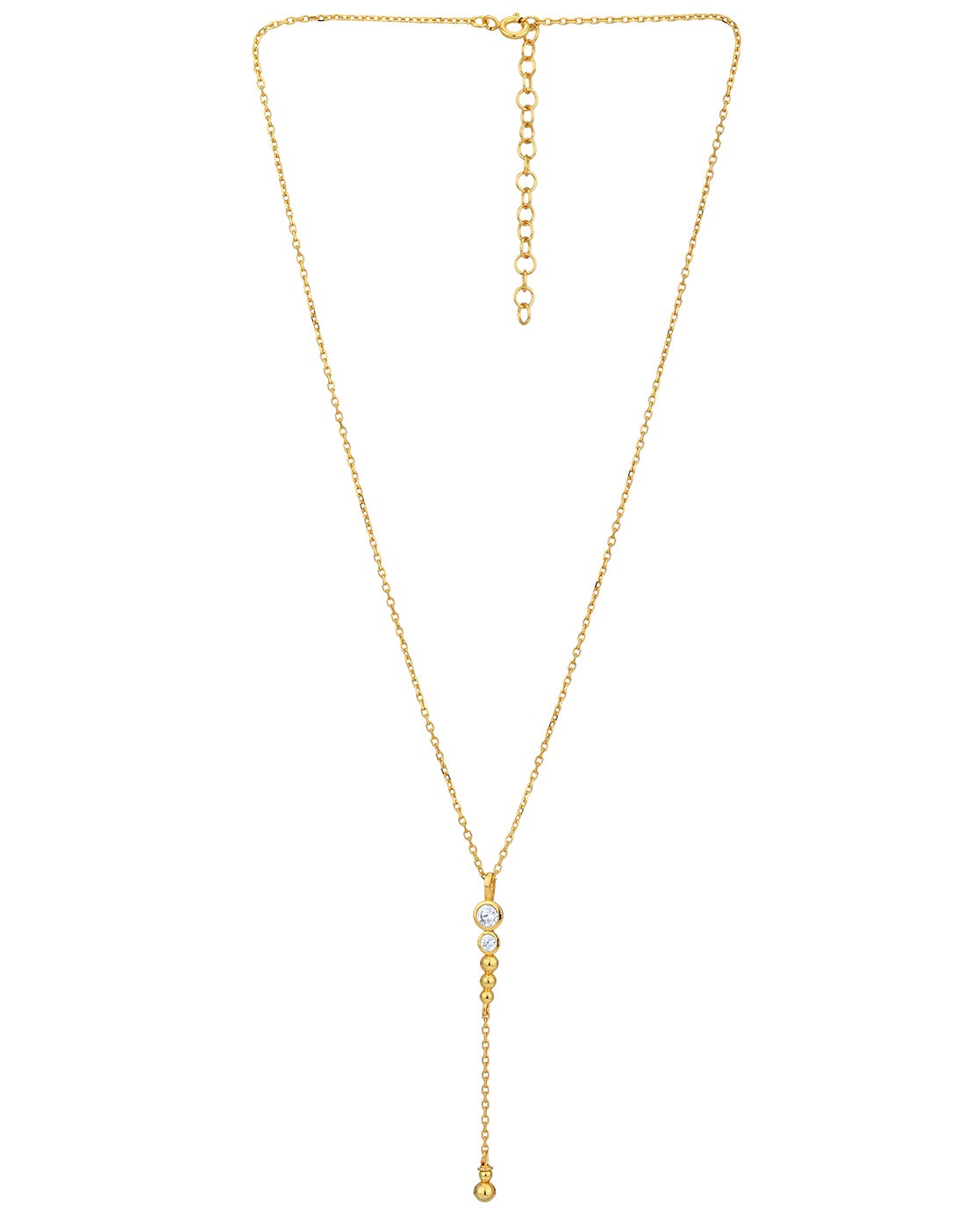 18kt Gold Plated with CZ Lariat Pendant with Chain