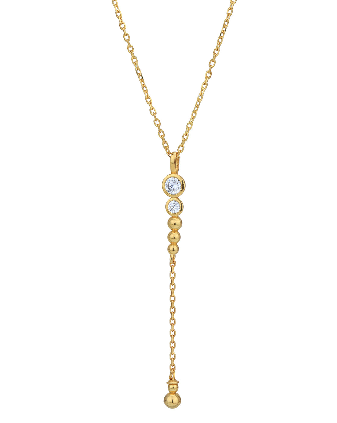 18kt Gold Plated with CZ Lariat Pendant with Chain