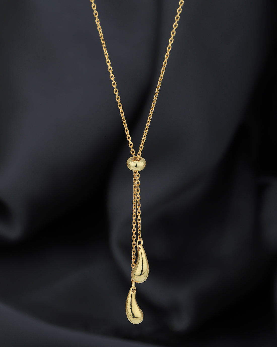 18kt Gold Plated Dangling Teardrop Lariat Necklace