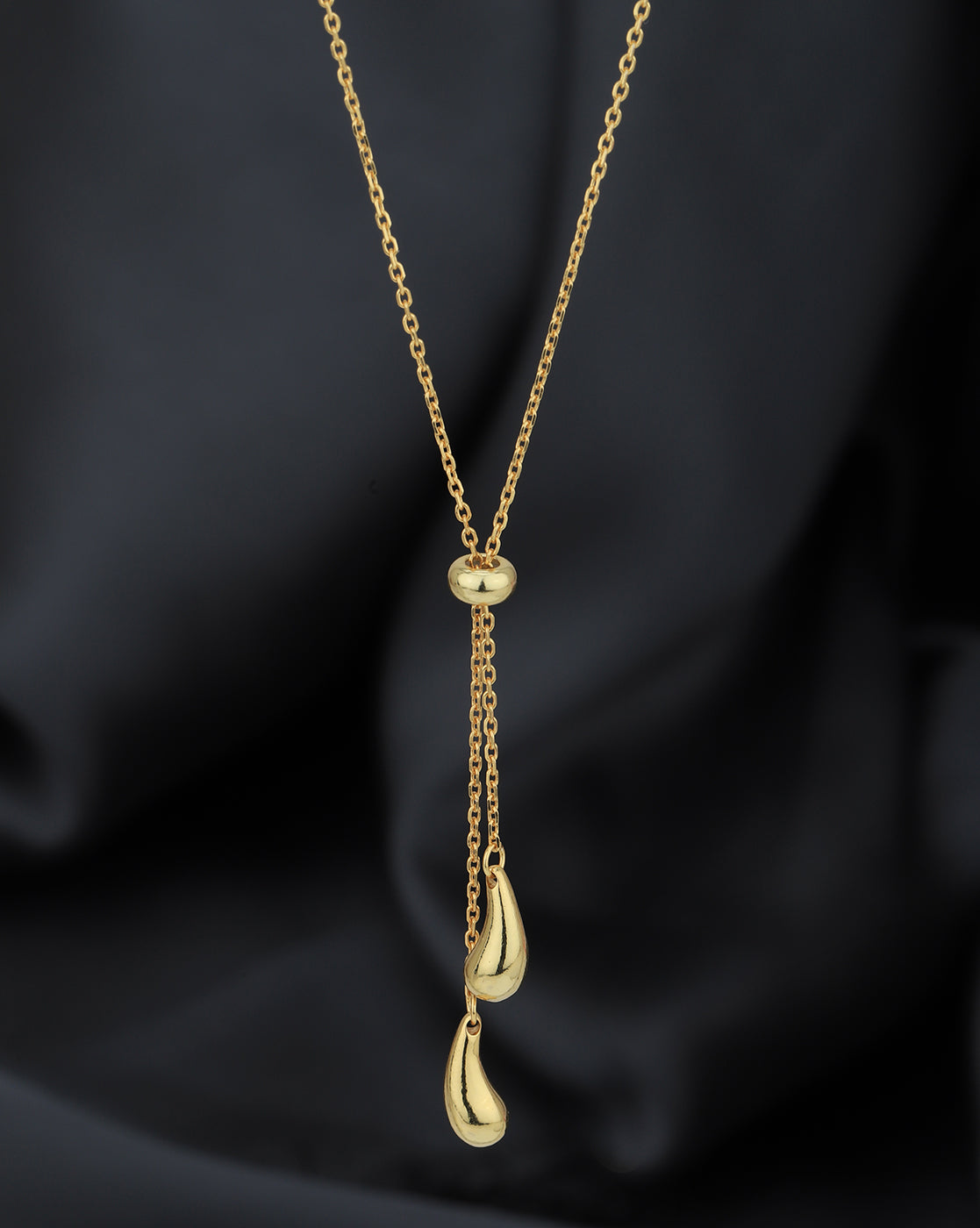 18kt Gold Plated Dangling Teardrop Lariat Necklace