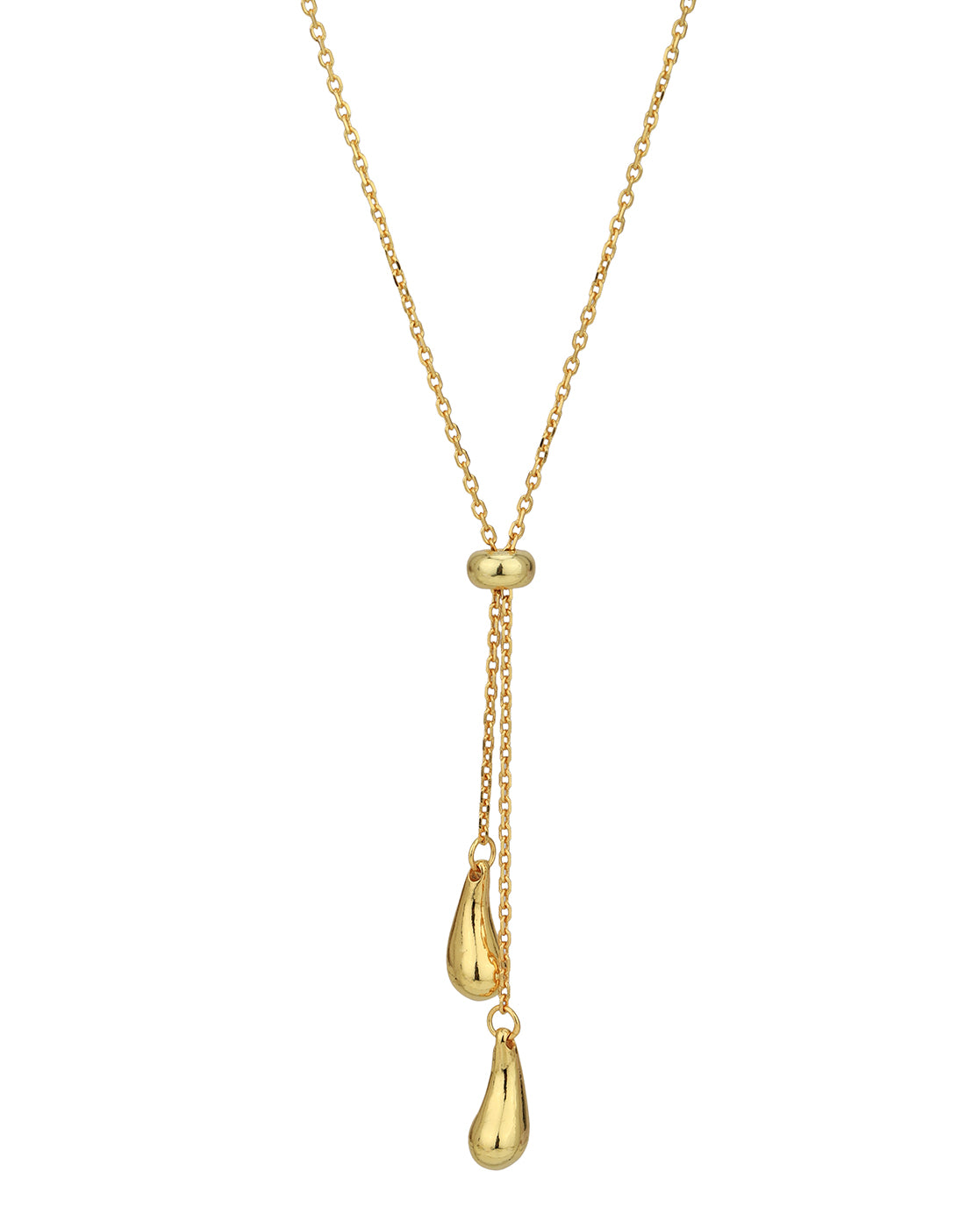 18kt Gold Plated Dangling Teardrop Lariat Necklace
