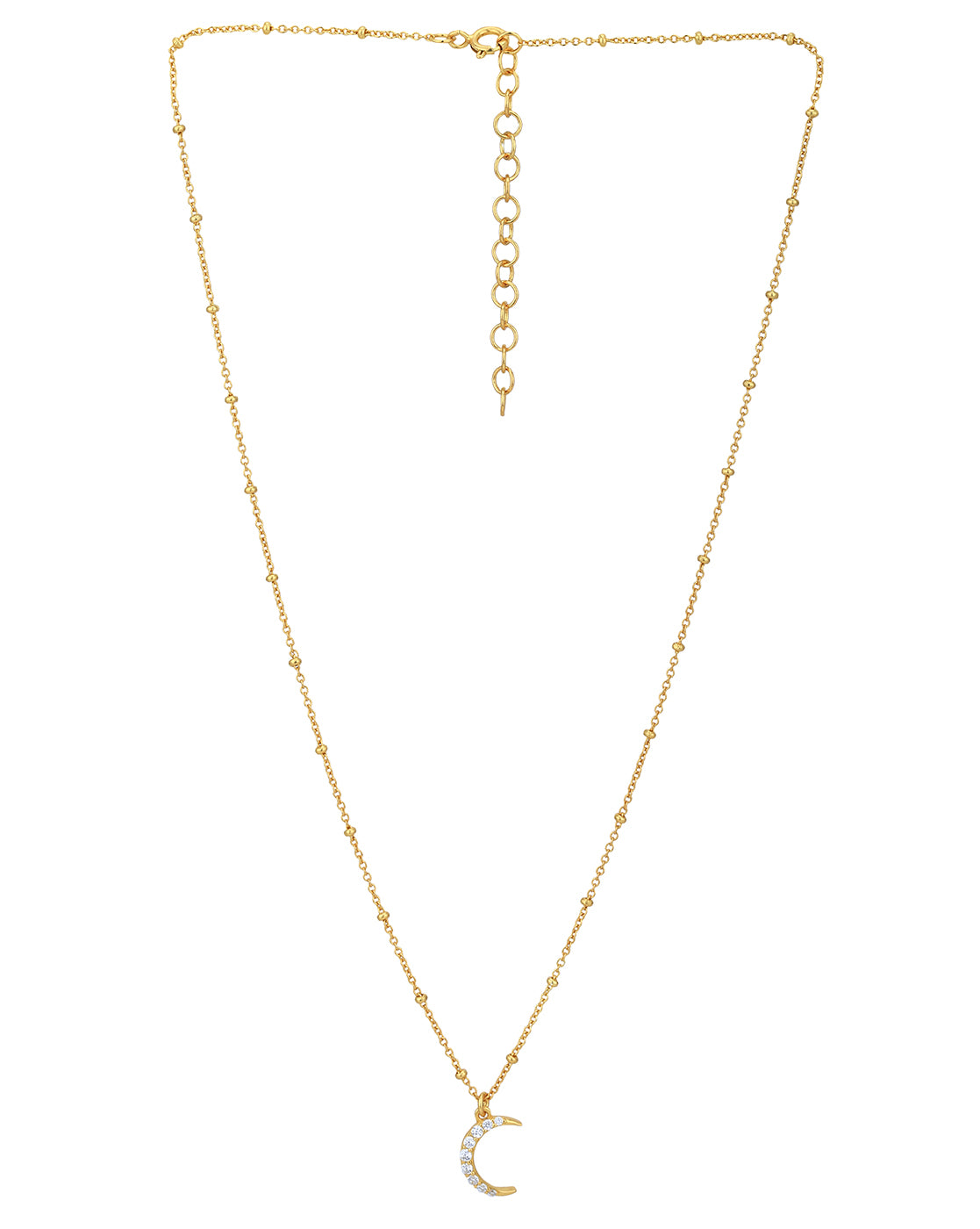 18kt Gold Plated with CZ Half Moon Pendant with Chain