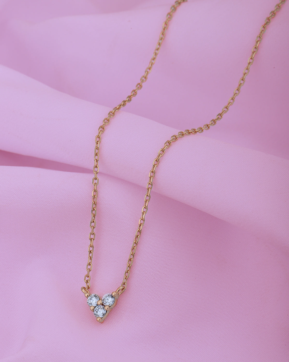 18kt Rose Gold Plated with CZ Heart Necklace