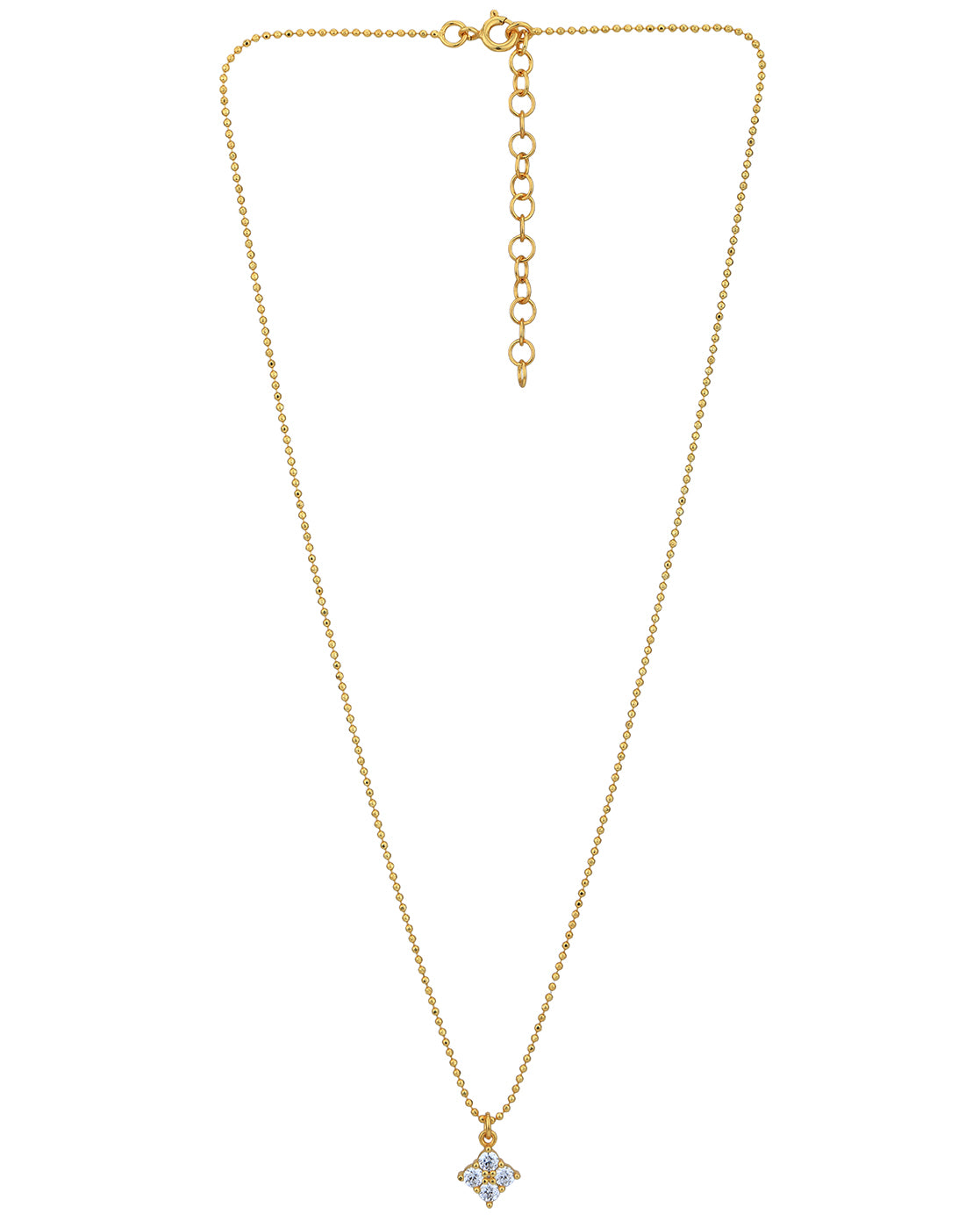 18kt Gold Plated with CZ Square Pendant with Chain