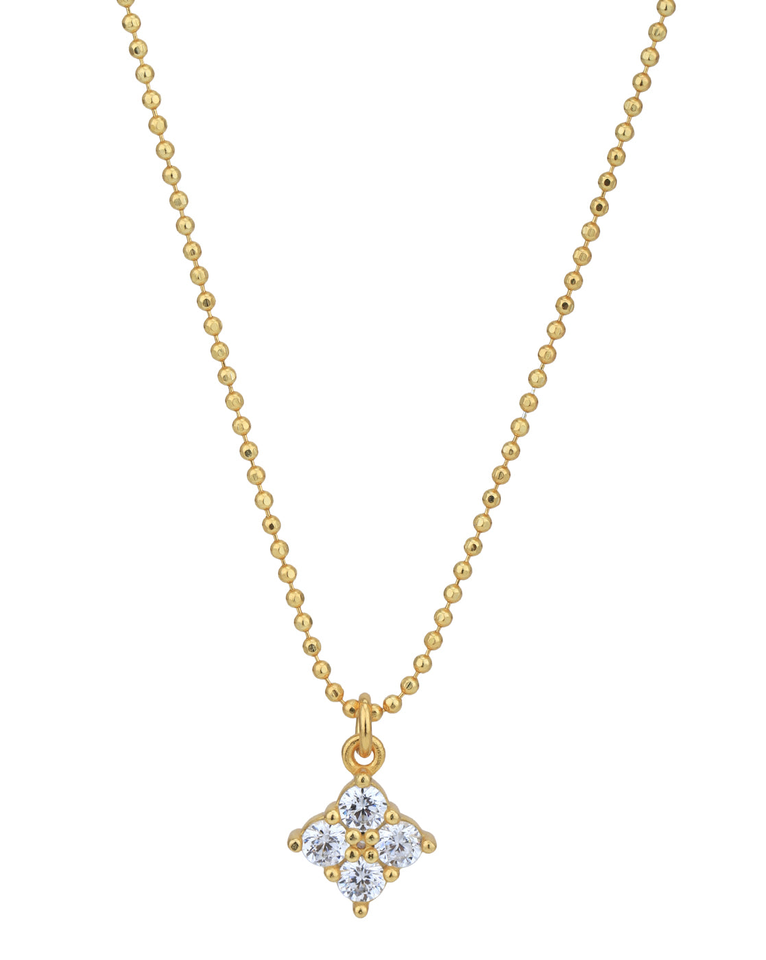18kt Gold Plated with CZ Square Pendant with Chain