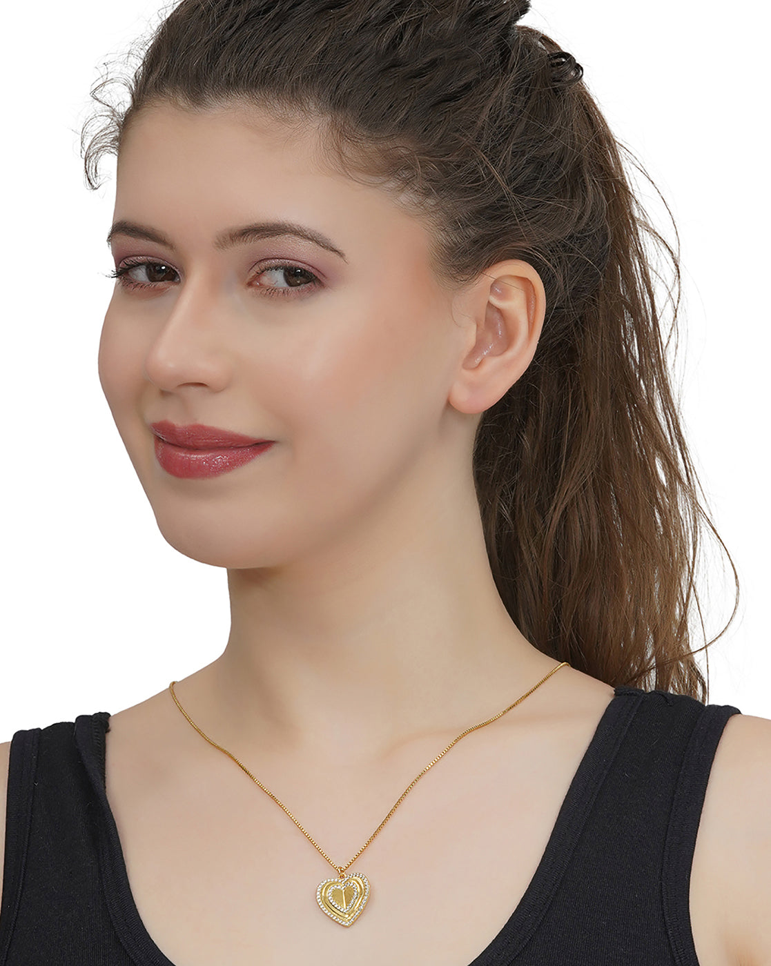 18kt Gold Plated with CZ Heart Pendant with Chain for women