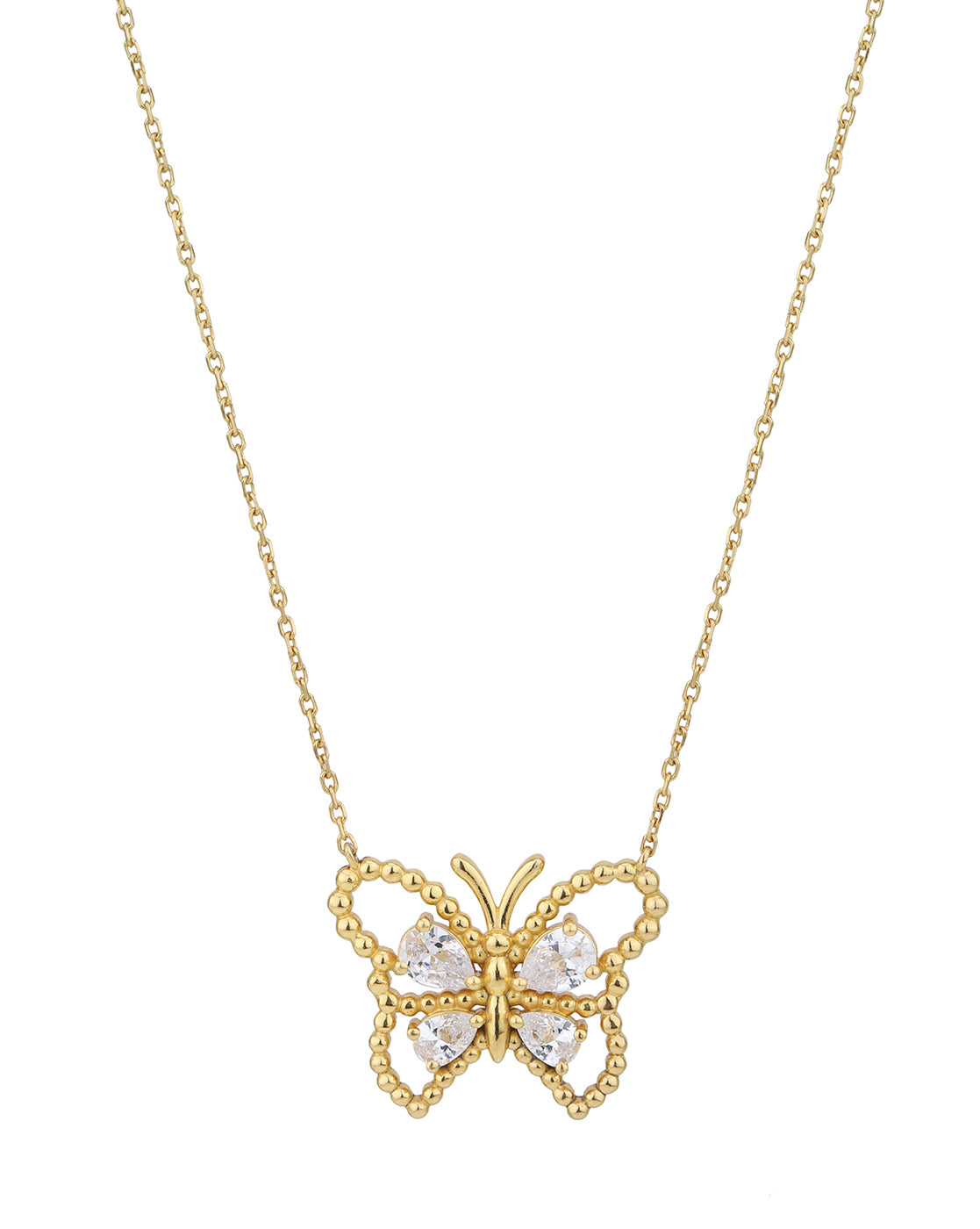 18kt Gold Plated with CZ Butterfly Necklace for women