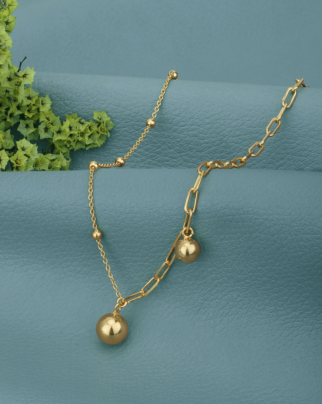 18kt Gold Plated with Dangling Ball Necklace
