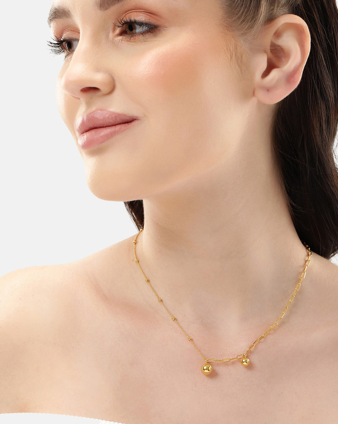 18kt Gold Plated with Dangling Ball Necklace