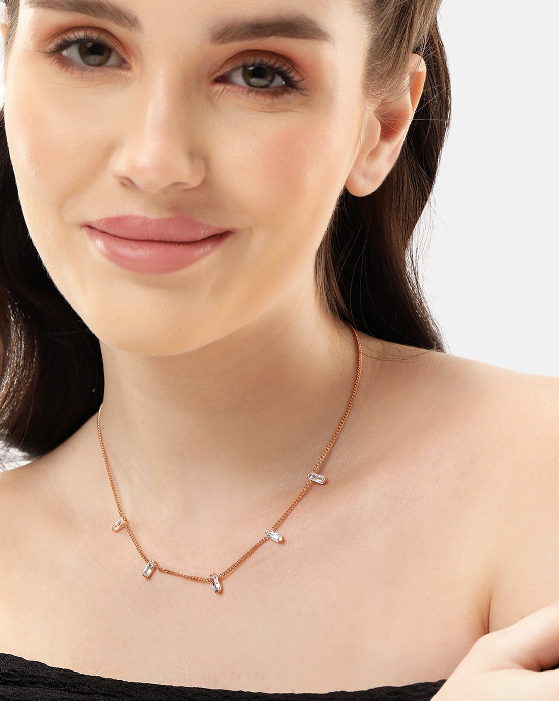 18kt Rose Gold Plated CZ Fancy Necklace