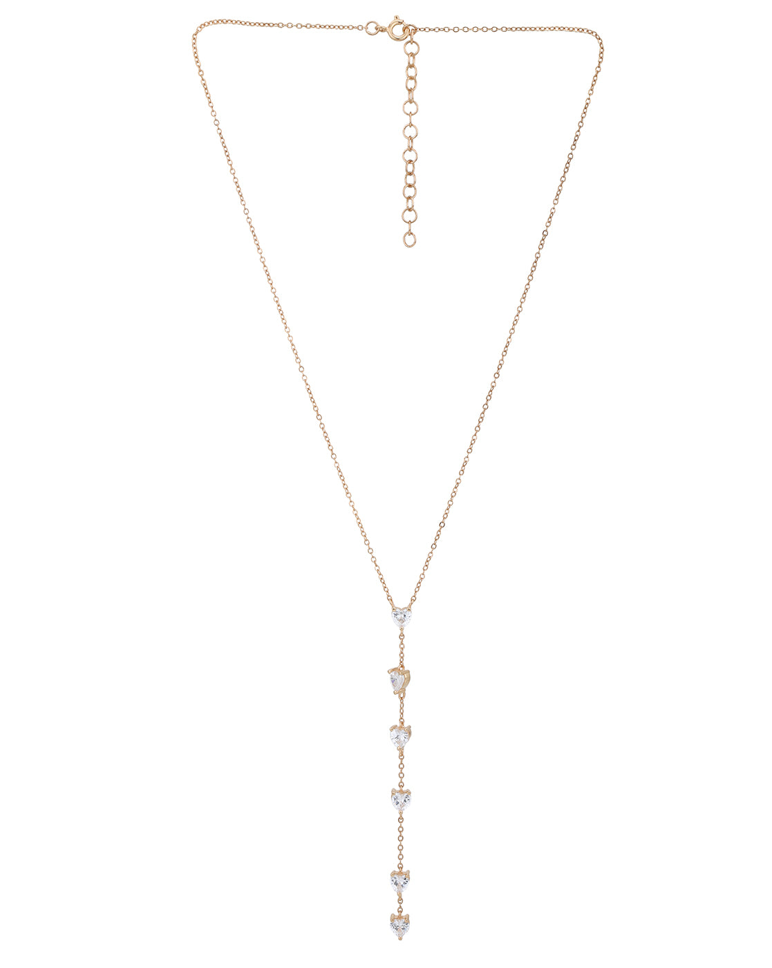 18kt Rose Gold Plated CZ Lariat Necklace