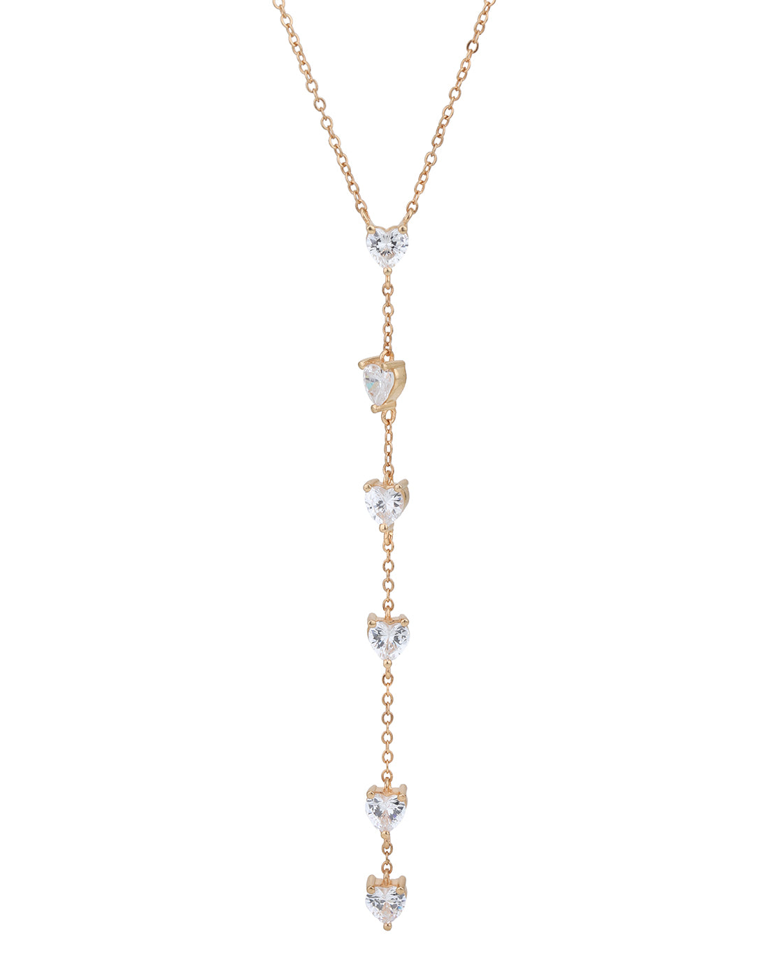 18kt Rose Gold Plated CZ Lariat Necklace
