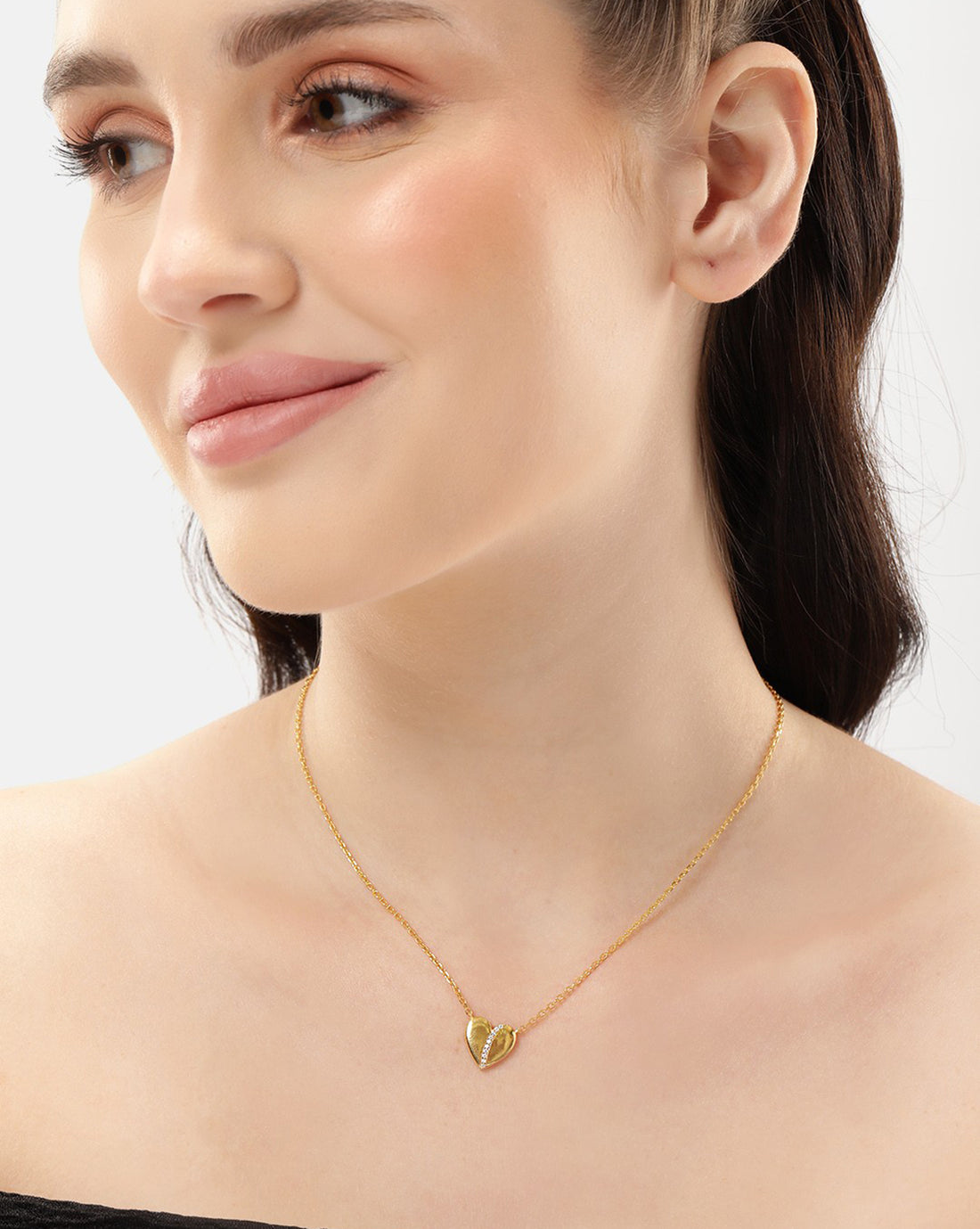 18kt Gold Plated CZ Heart Necklace
