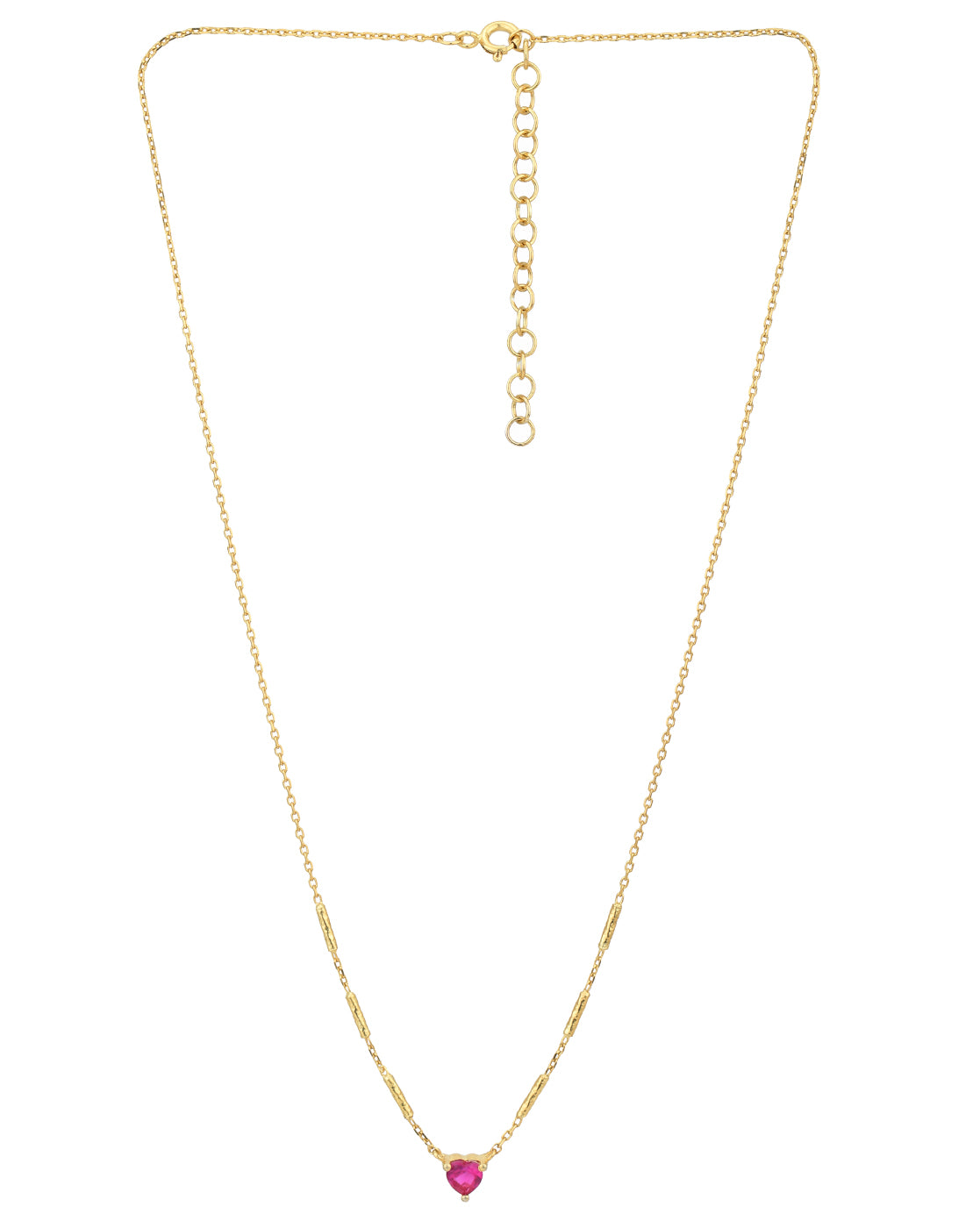 18kt Gold Plated with Red Ruby Heart Necklace