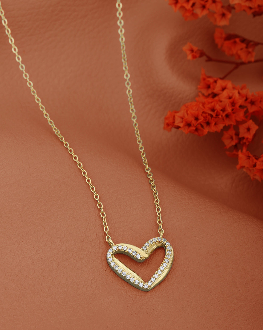 18kt Gold Plated CZ Heart Necklace