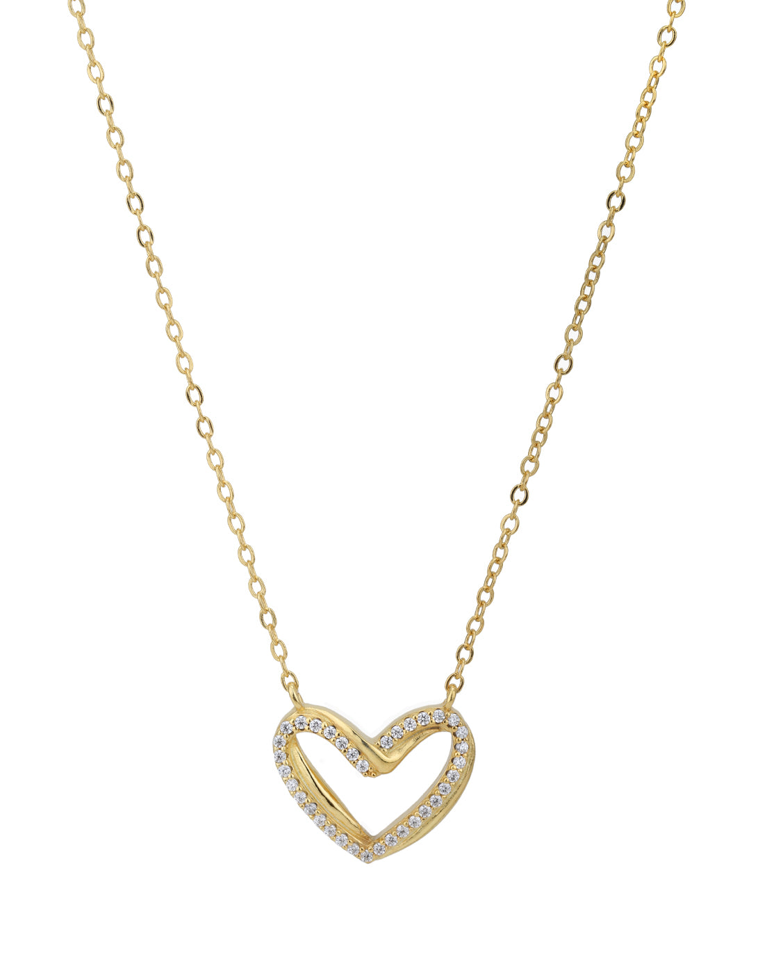 18kt Gold Plated CZ Heart Necklace
