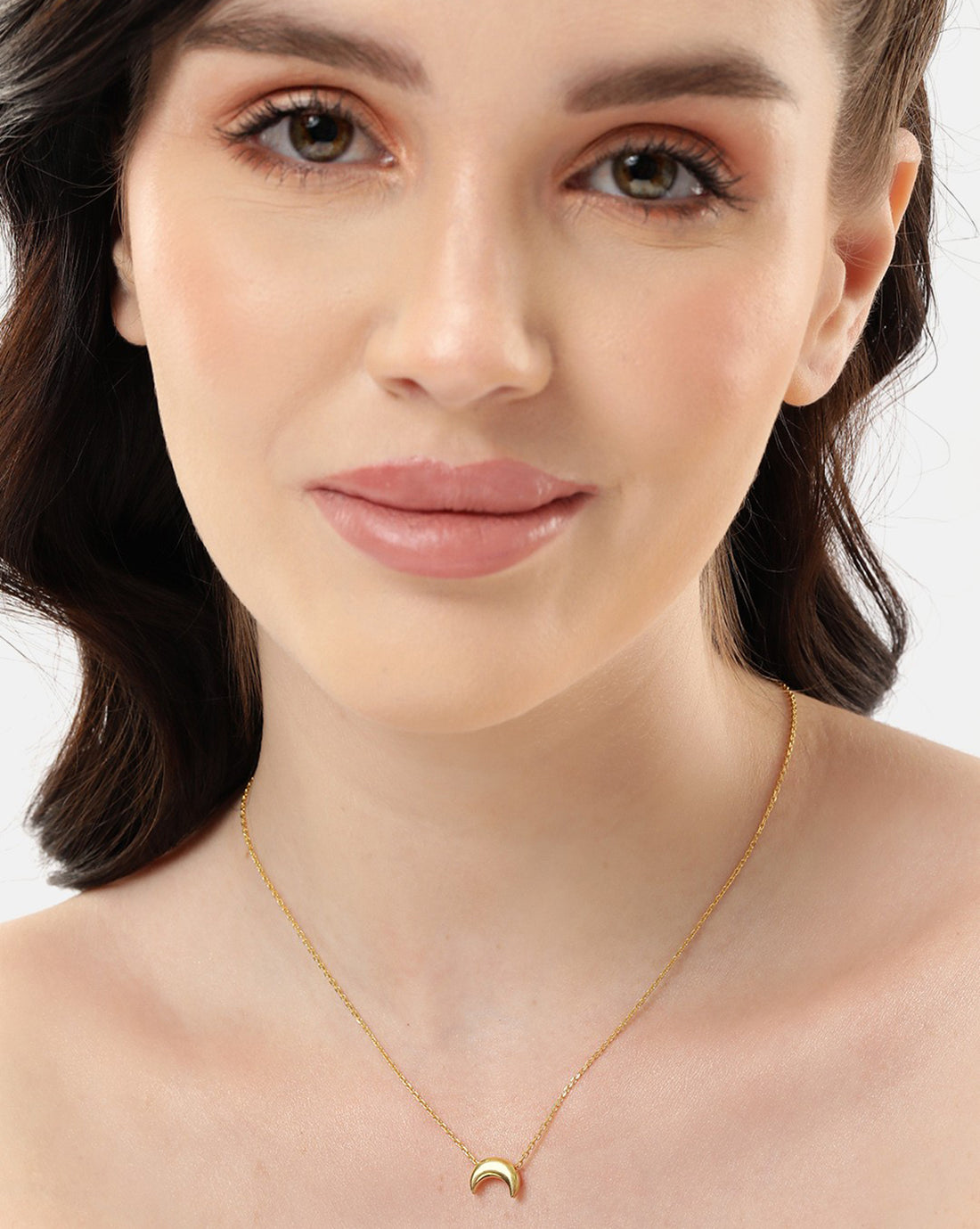 18kt Gold Plated Crescent Pendant and Chain