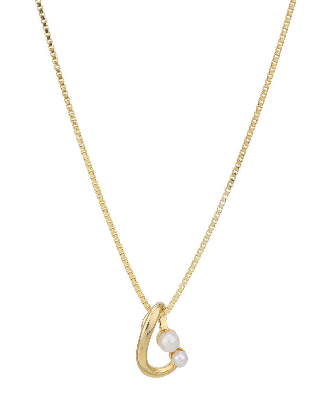 18kt Gold Plated with Pearl Contemporary Pendant with Chain