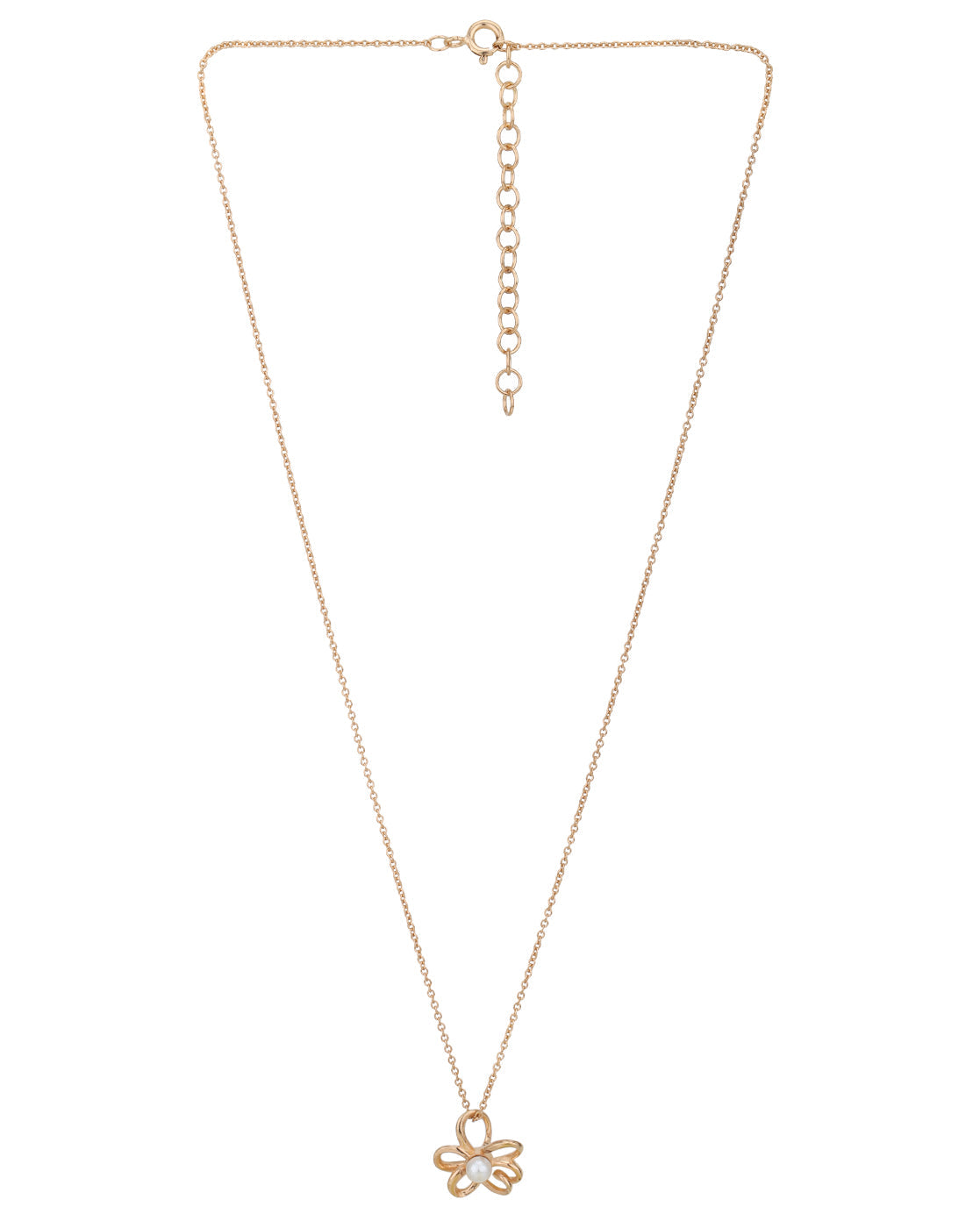 18kt Rose Gold Plated Pearl Floral Pendant and Chain