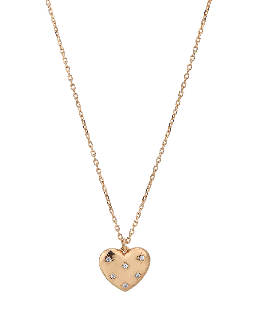 18kt Rose Gold Plated CZ Heart Pendant and Chain