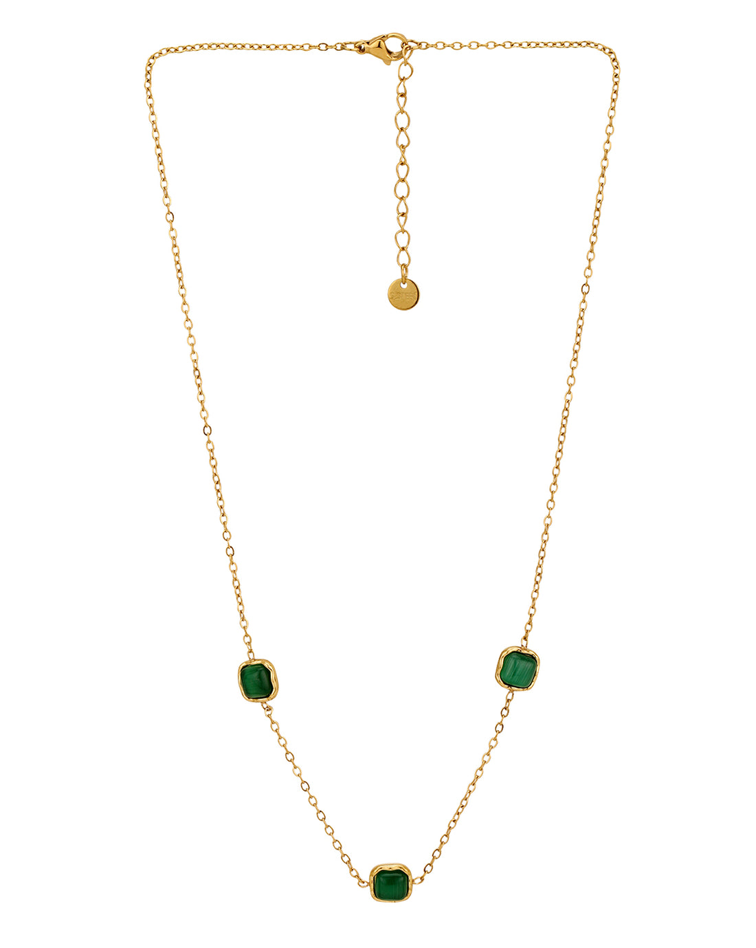 18kt Gold Plated Stainless Steel Green Emerald Necklace