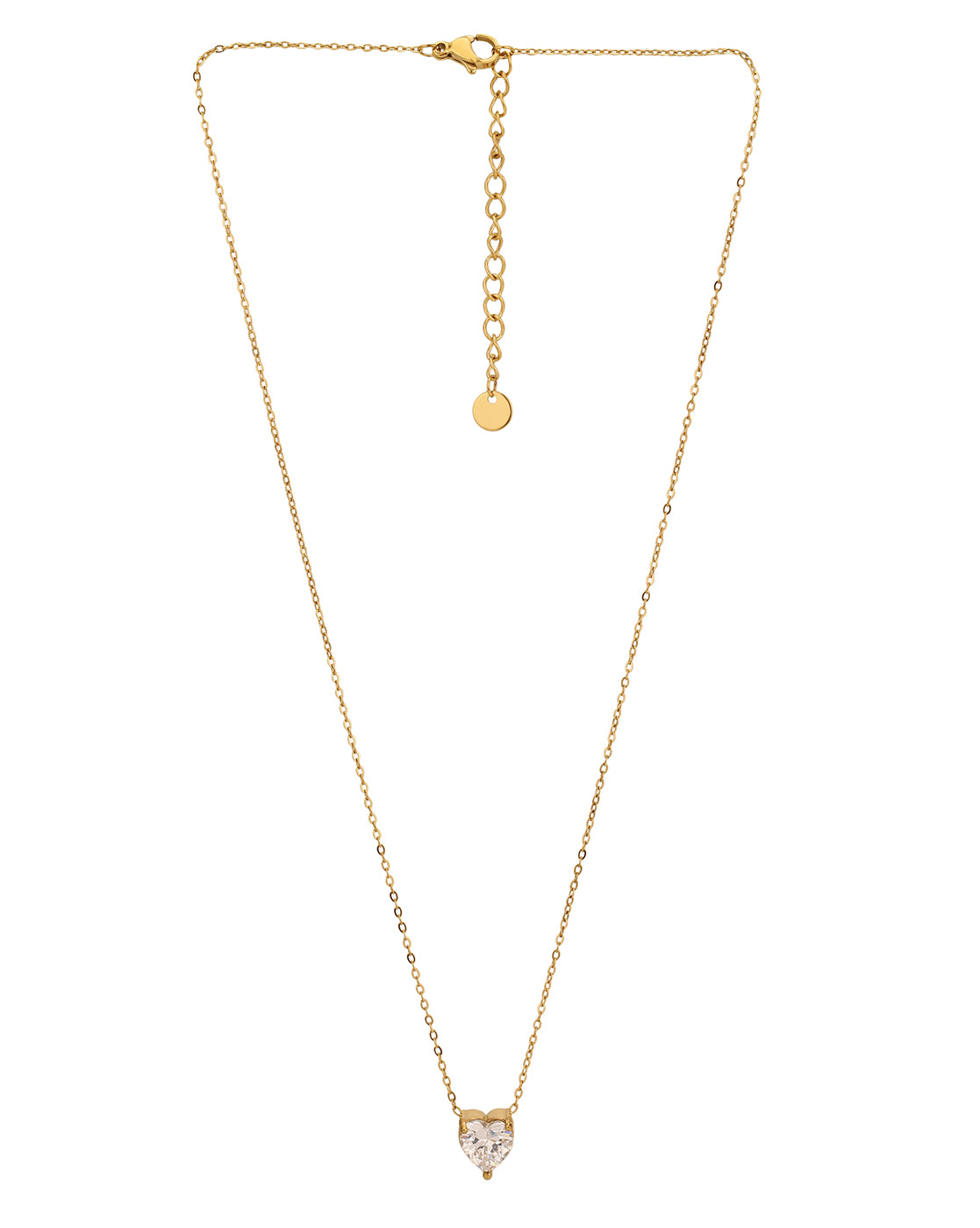 18kt Gold Plated Stainless Steel Dangling Heart Solitaire Necklace