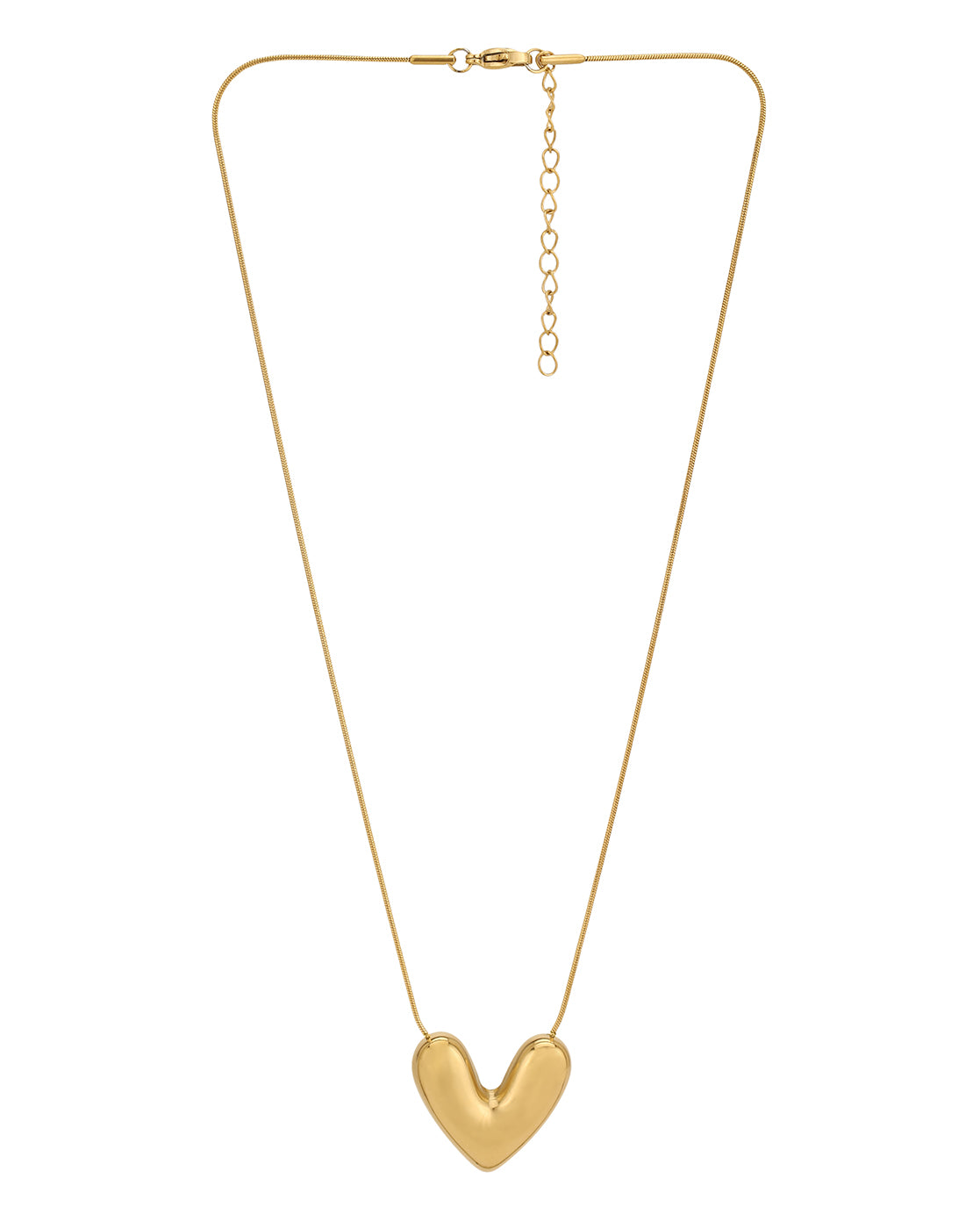18kt Gold Plated Stainless Steel Puff Heart Necklace