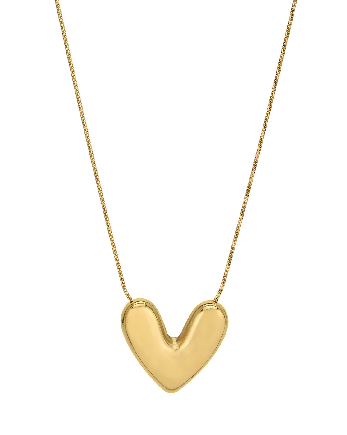 18kt Gold Plated Stainless Steel Puff Heart Necklace