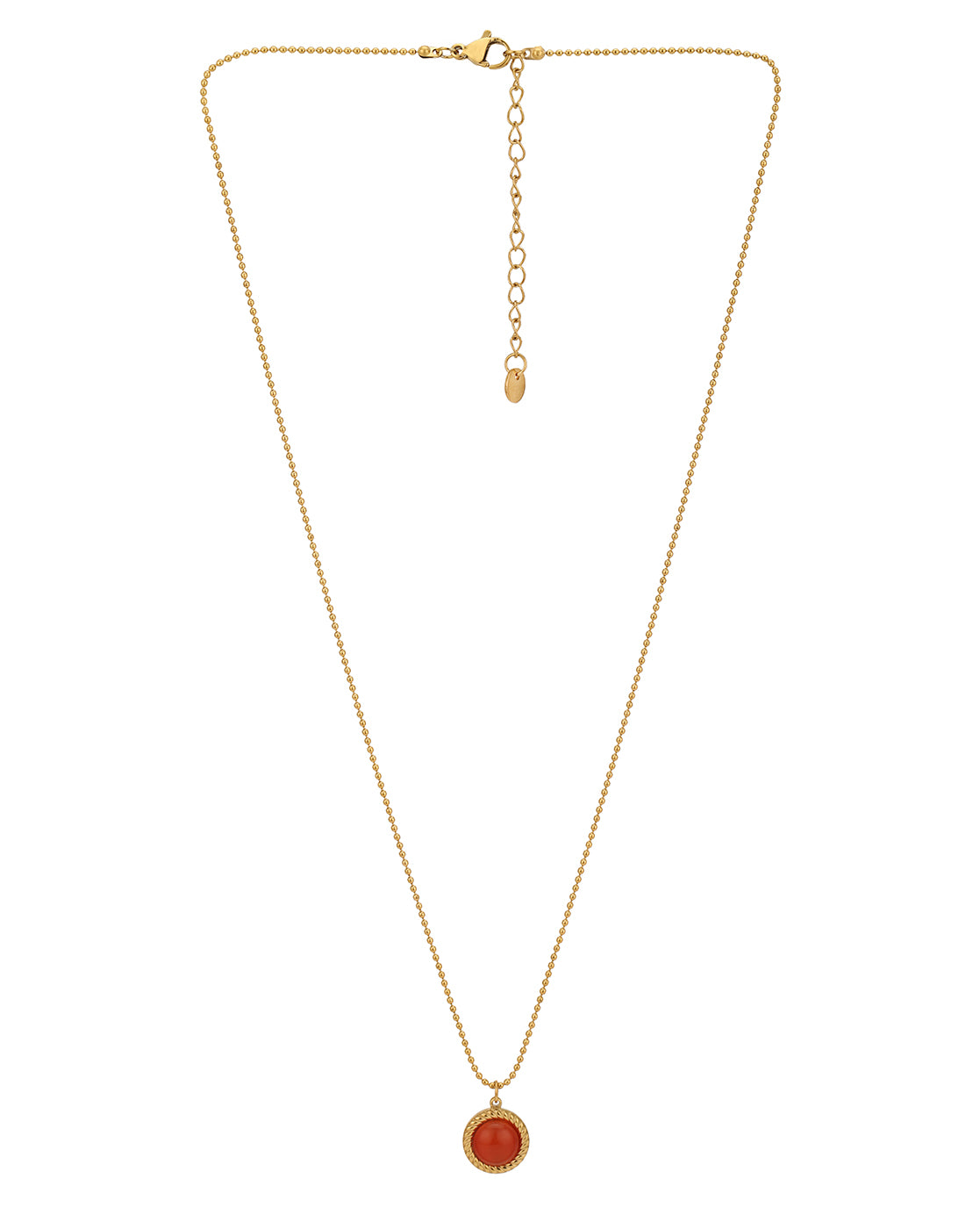 18kt Gold Plated Stainless Steel Carnelian Pendant and Chain