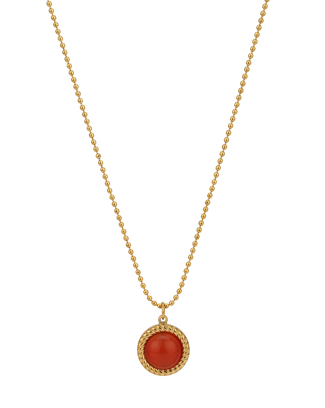 18kt Gold Plated Stainless Steel Carnelian Pendant and Chain