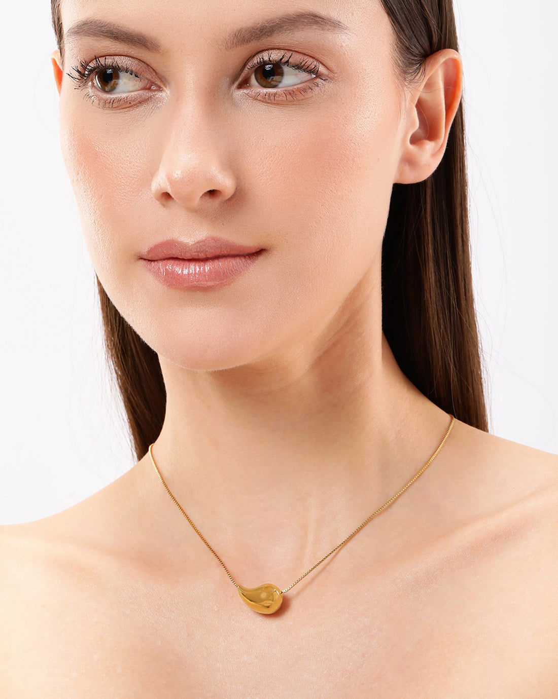 18kt Gold Plated Stainless Steel Tear Drop Necklace