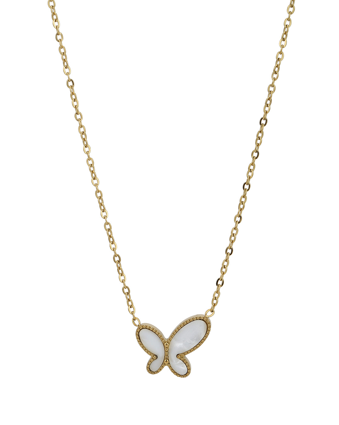 18kt Gold Plated Stainless Steel Shell Butterfly Necklace